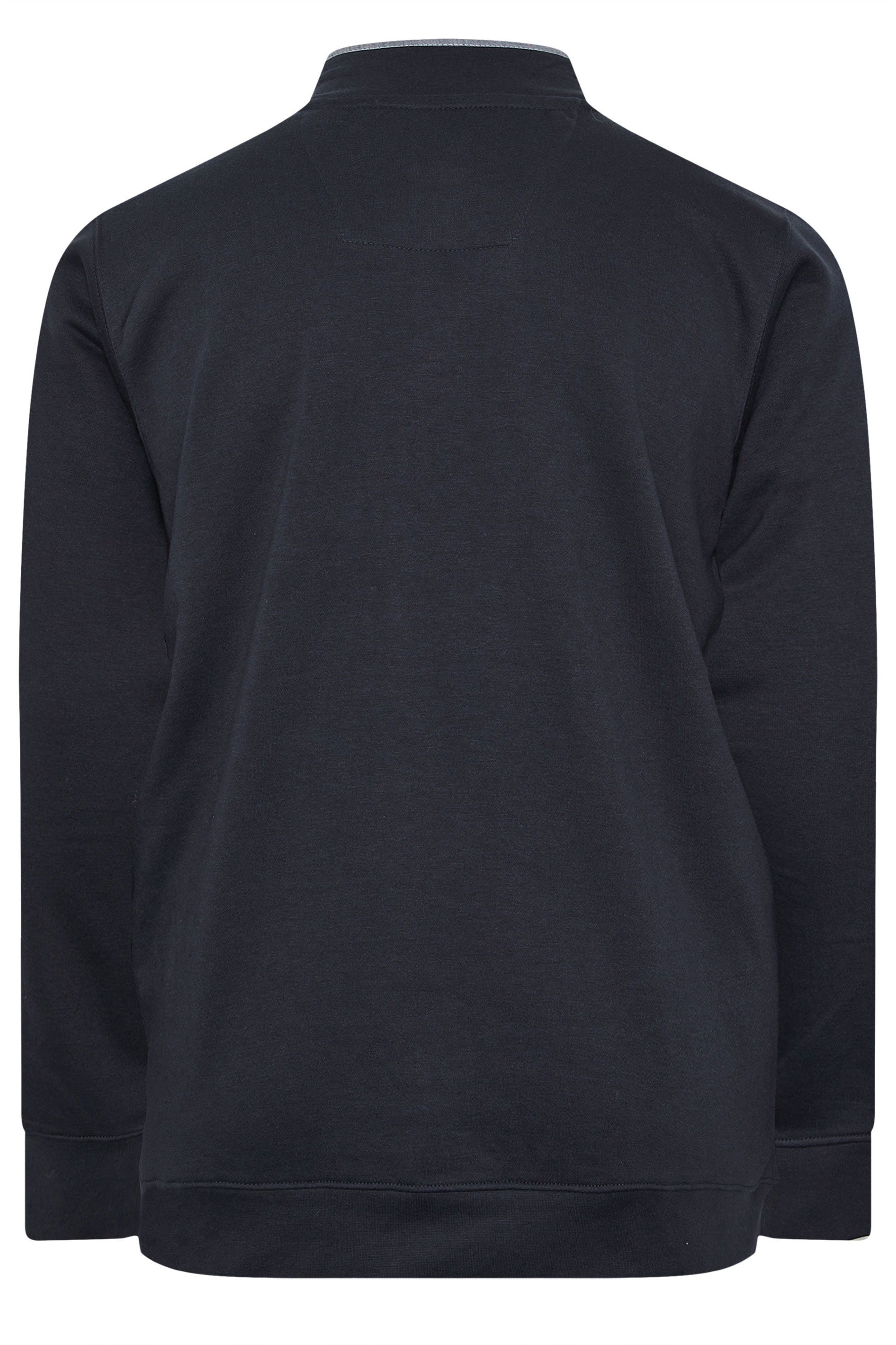 D555 Big & Tall Navy Blue Embroidery Zip Through Fleece Lined Jacket | BadRhino 5