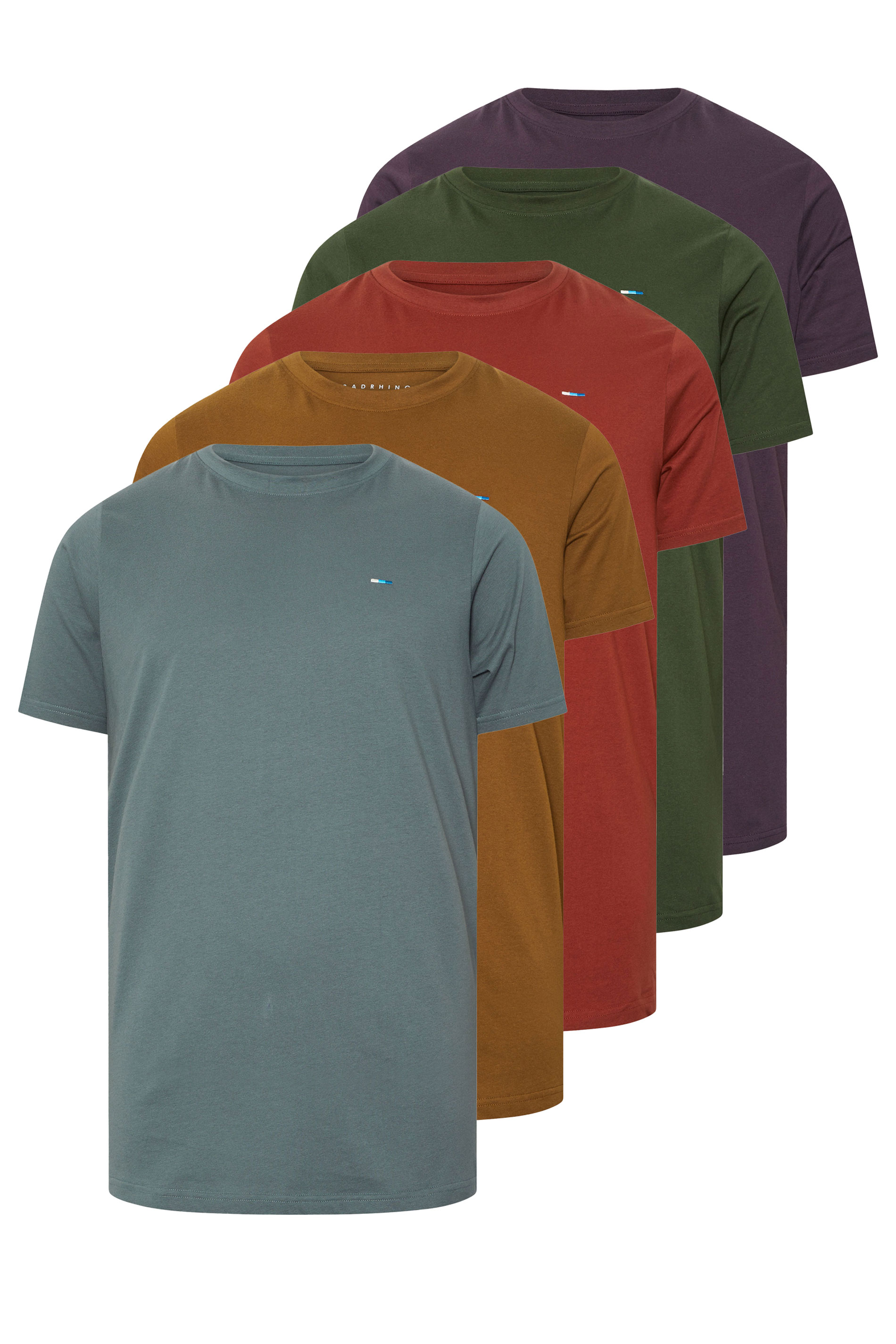 BadRhino Big & Tall Brown/Blue/Red/Green/Purple 5 Pack Core T-Shirts | BadRhino 7