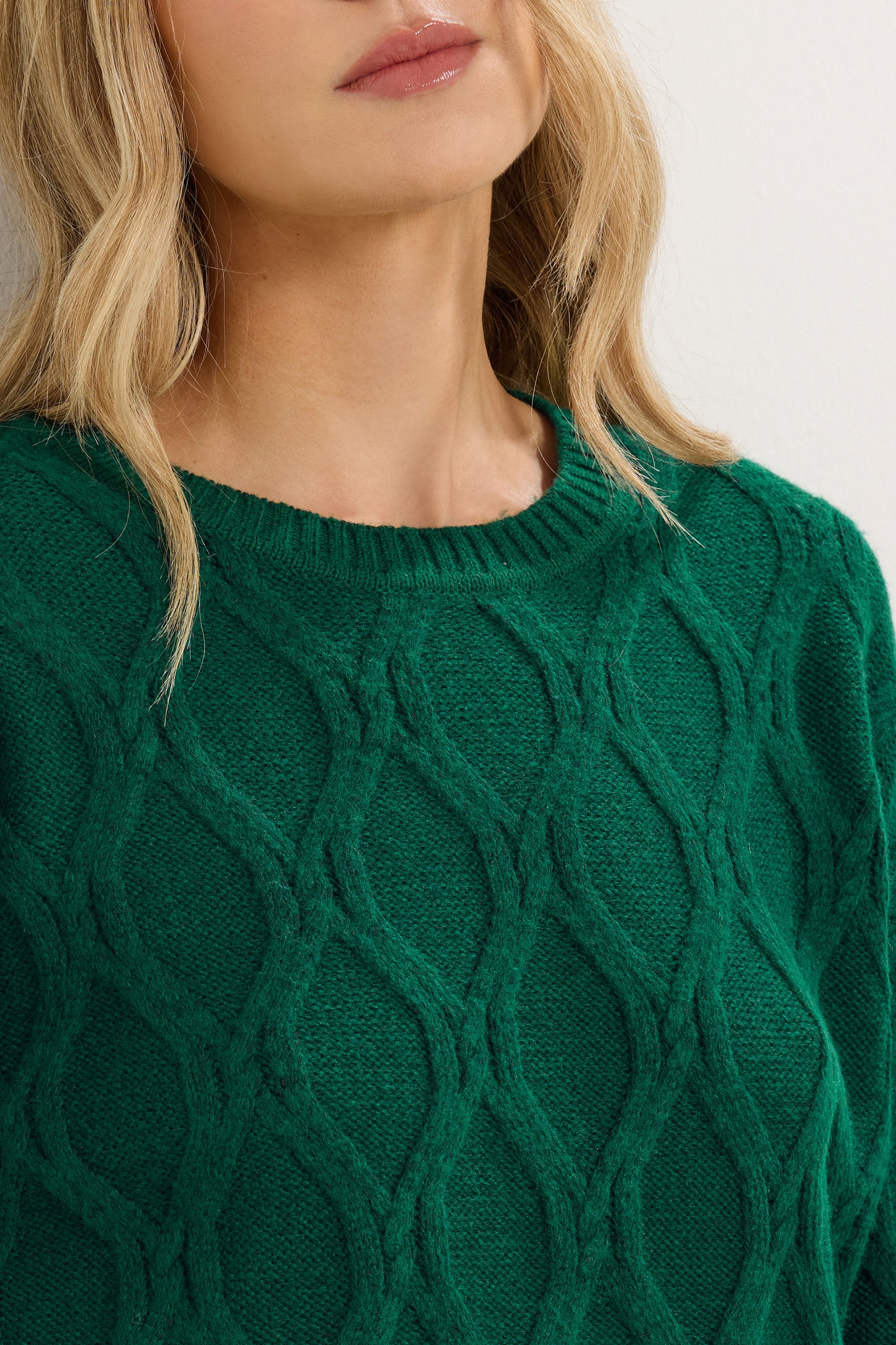 LTS Tall Dark Green Cable Knit Jumper | Long Tall Sally 4