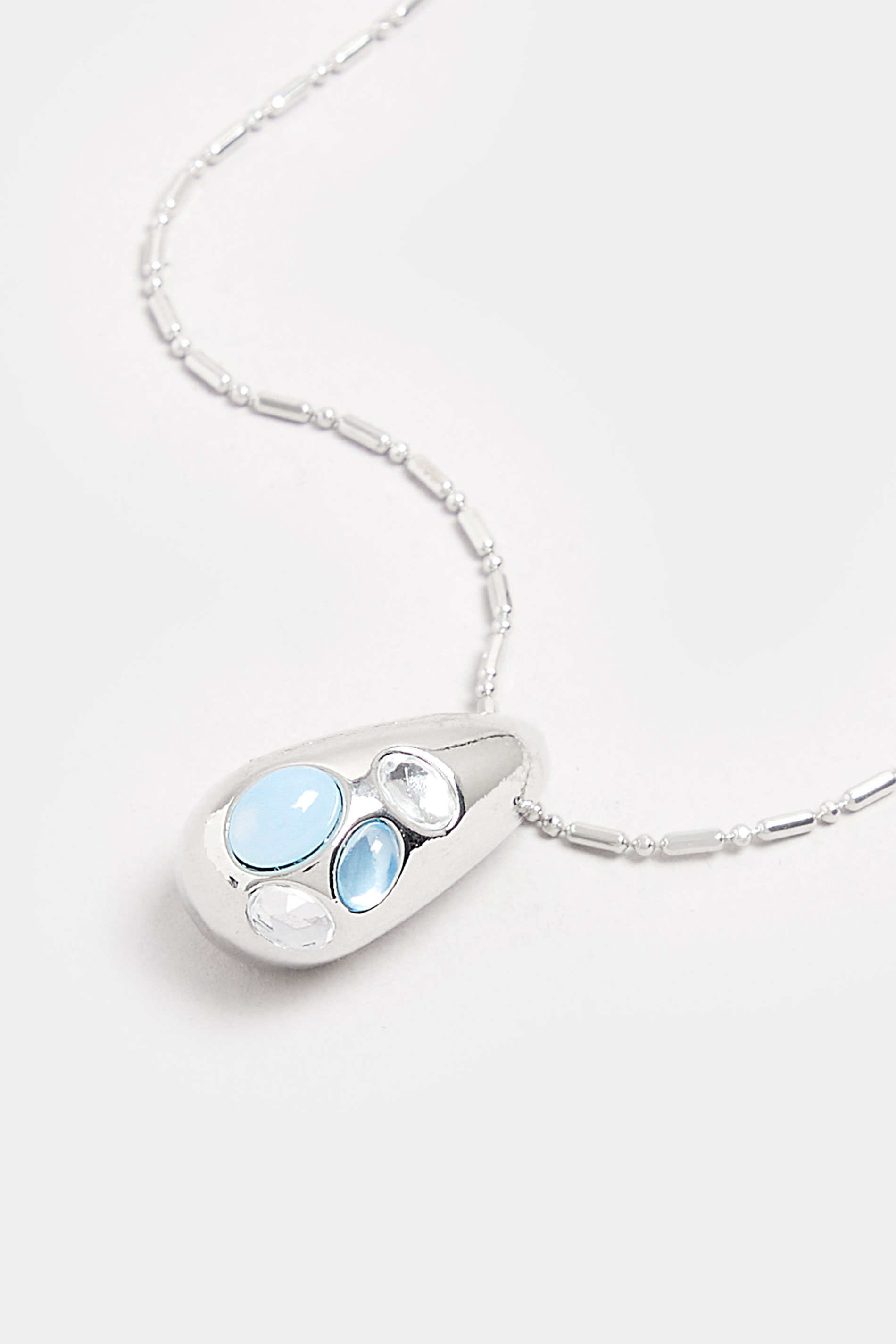 Silver Tone Tear Drop Pendant Necklace | Yours Clothing  3