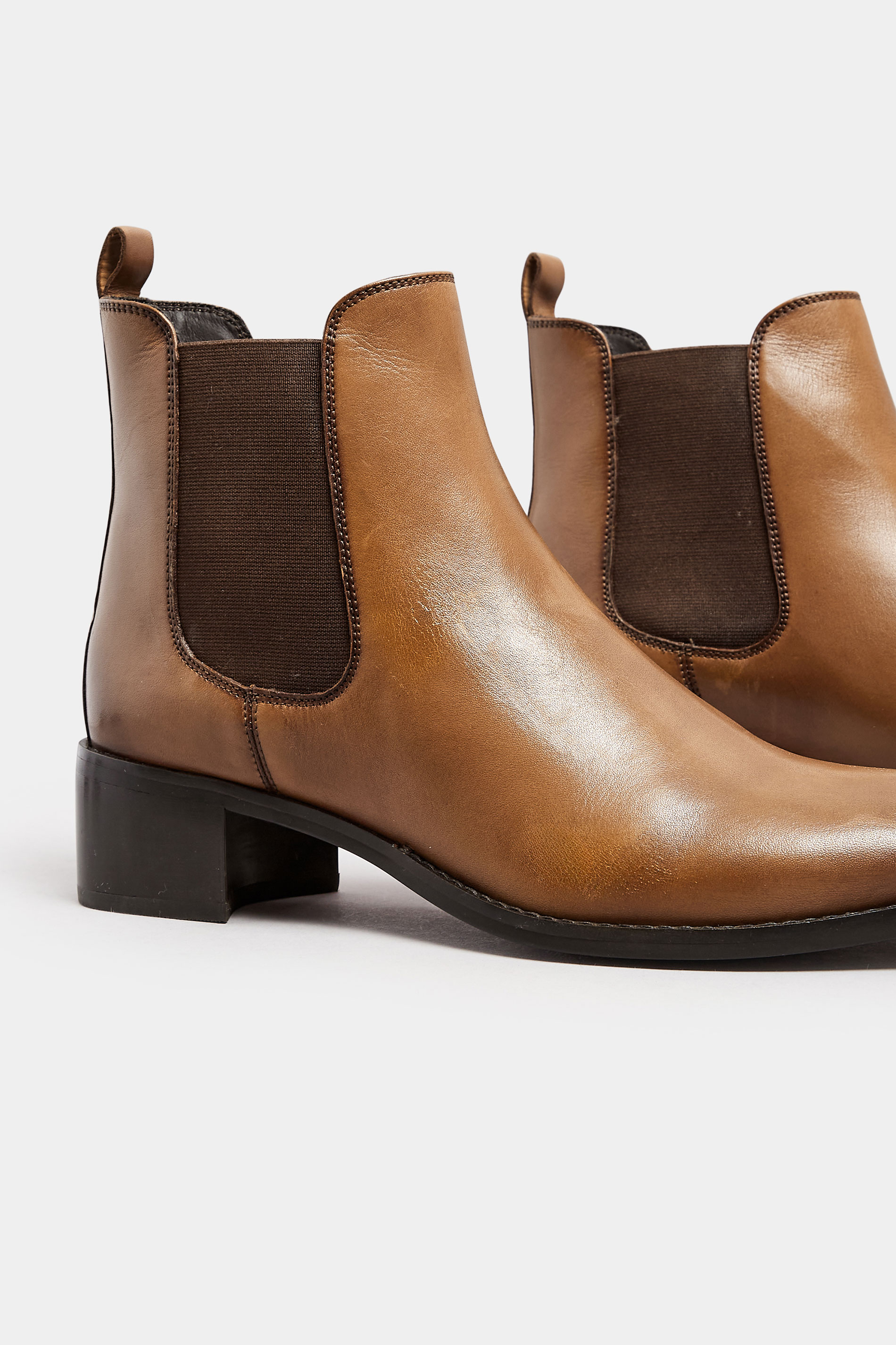 LTS Brown Leather Block Heel Chelsea Boots In Standard Fit | Long Tall Sally 5
