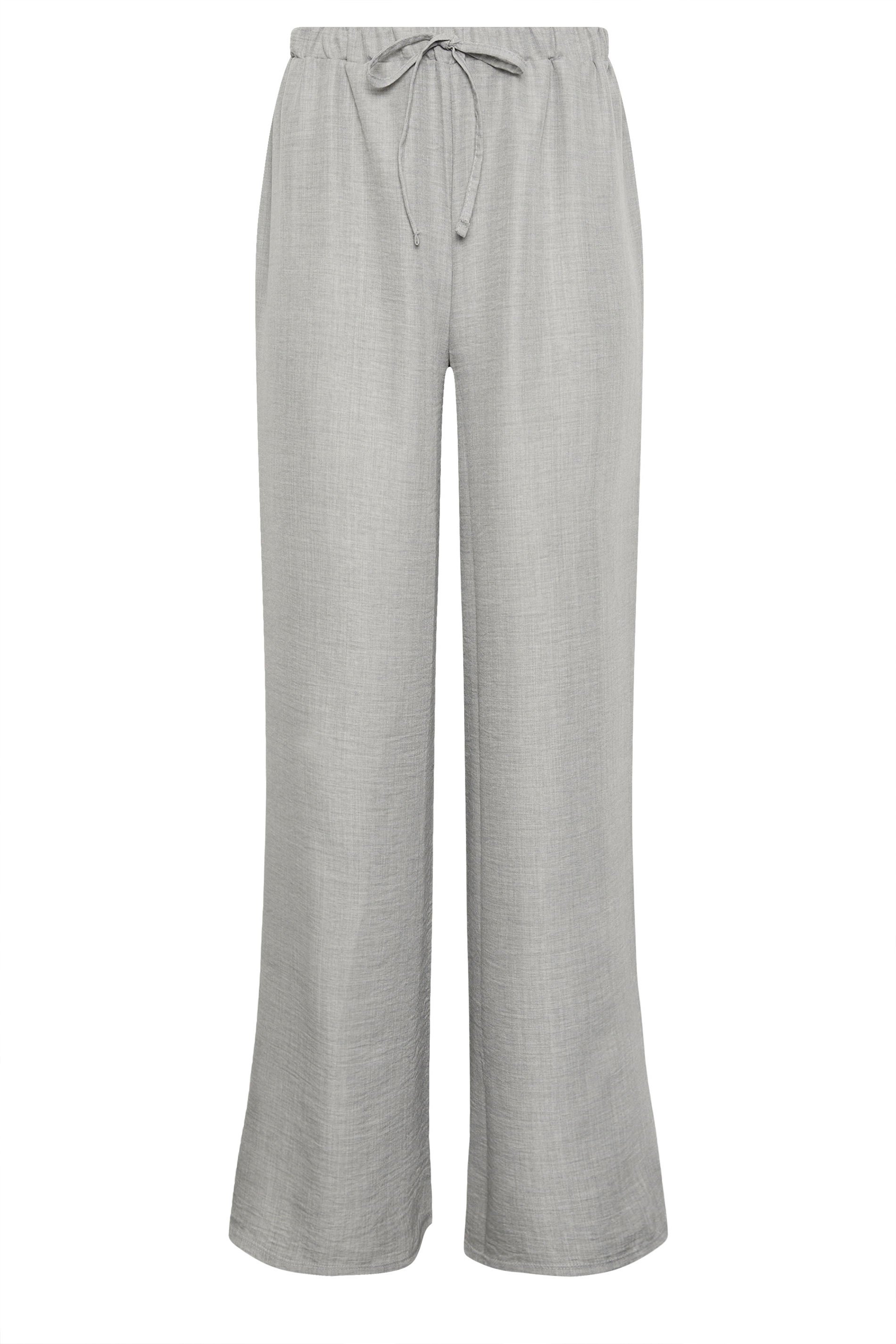 LTS Tall Women's Light Grey Textured Wide Leg Trousers | Long Tall Sally 5