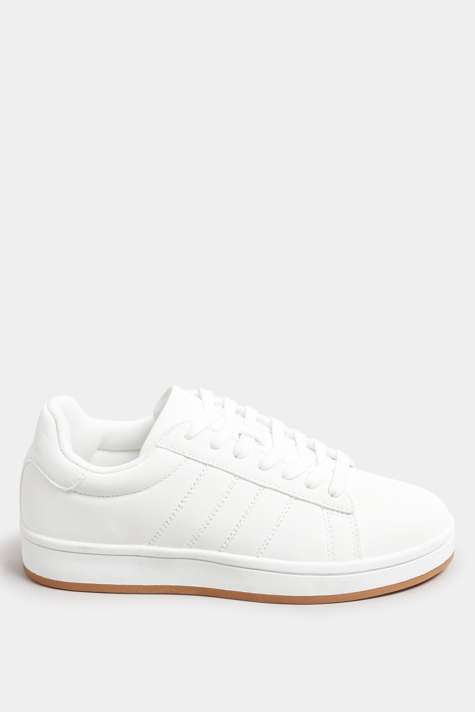 White Side Stripe Trainer In Wide E Fit | Yours Clothing 4