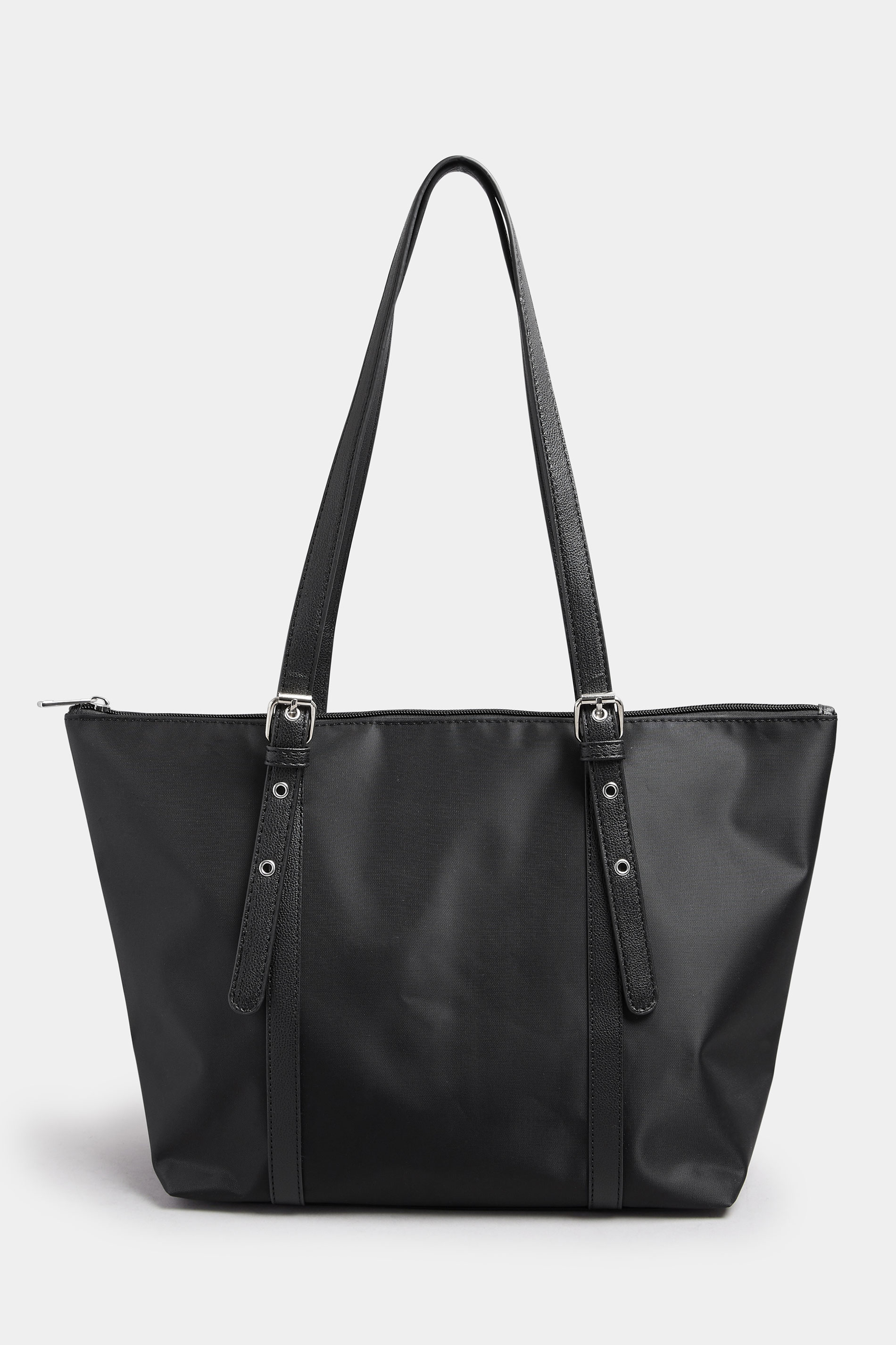 Black Buckle Strap Tote Bag | Yours Clothing 2