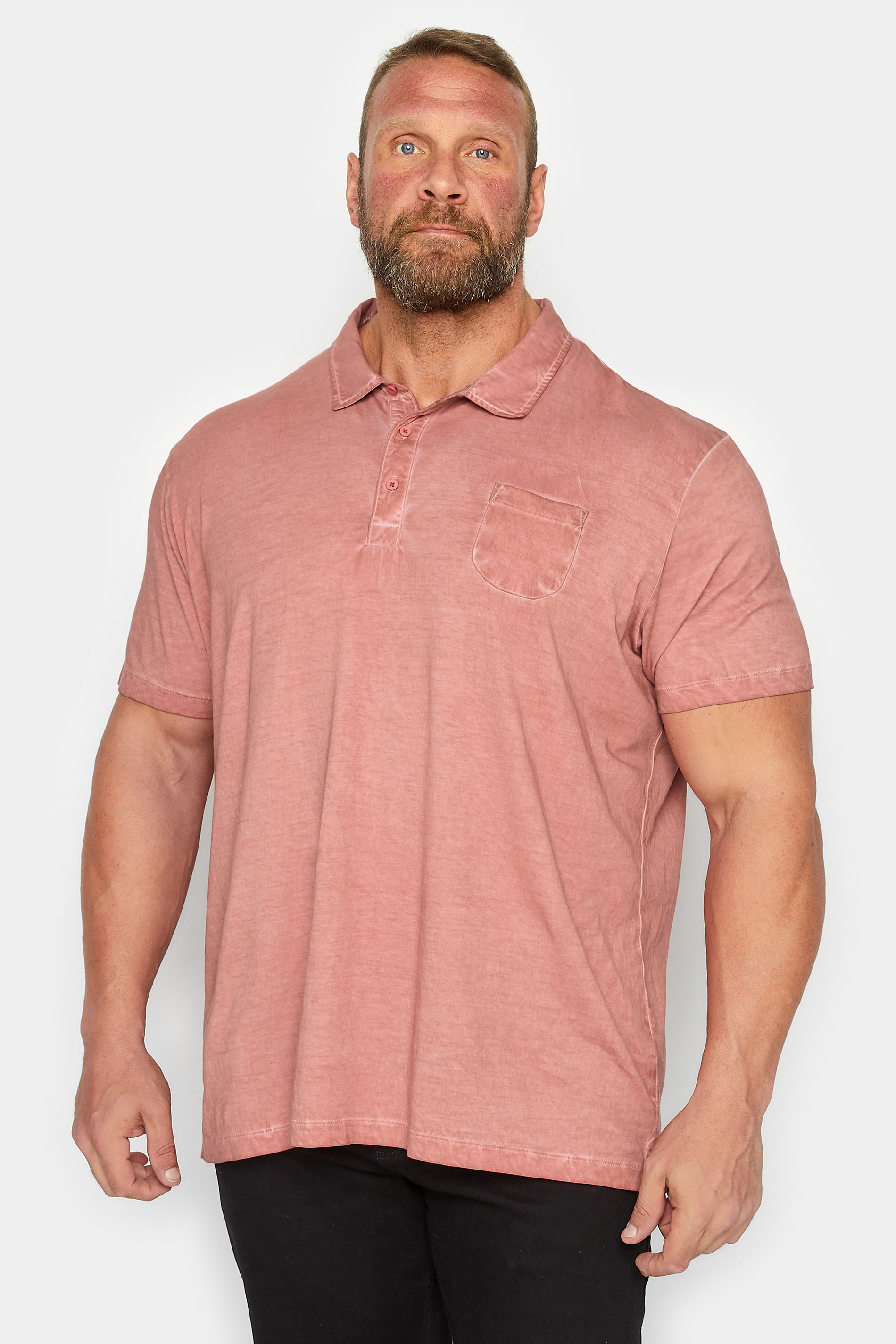 BadRhino Big & Tall Coral Orange Washed Polo Shirt | BadRhino 2