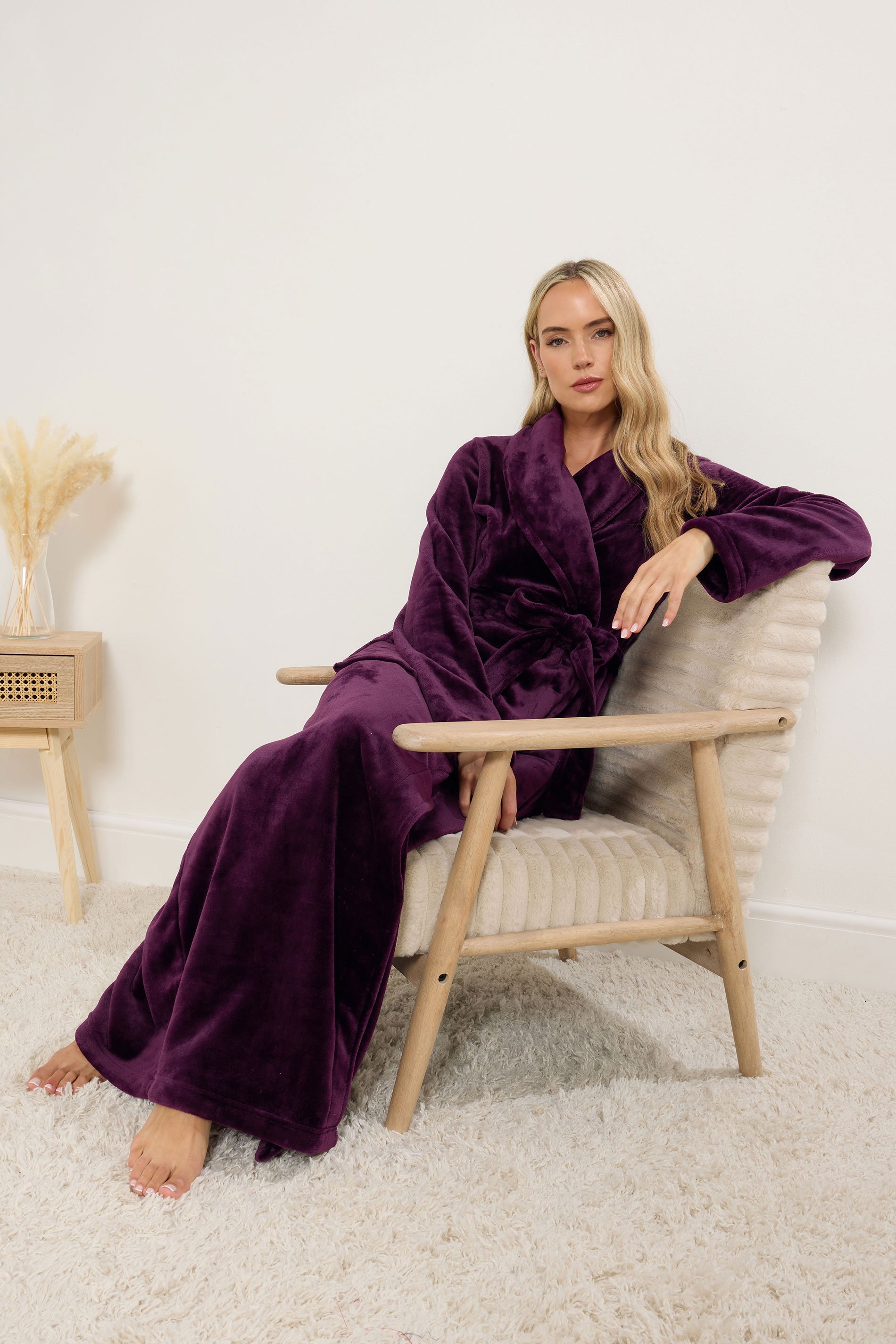LTS Tall Burgundy Red Super Luxe Maxi Dressing Gown | Long Tall Sally 3