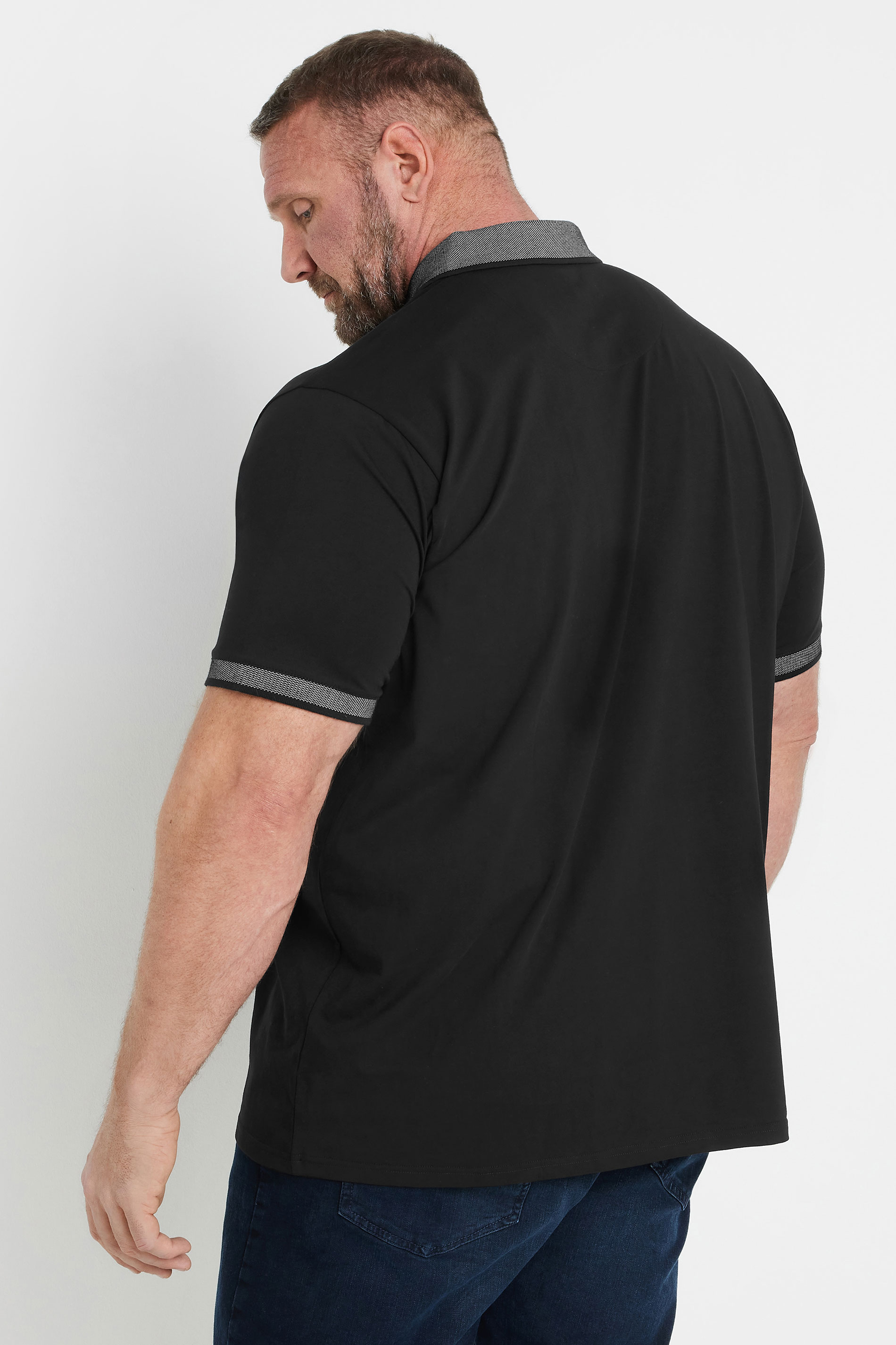 BadRhino Big & Tall Black Chambray Polo Shirt | BadRhino 4