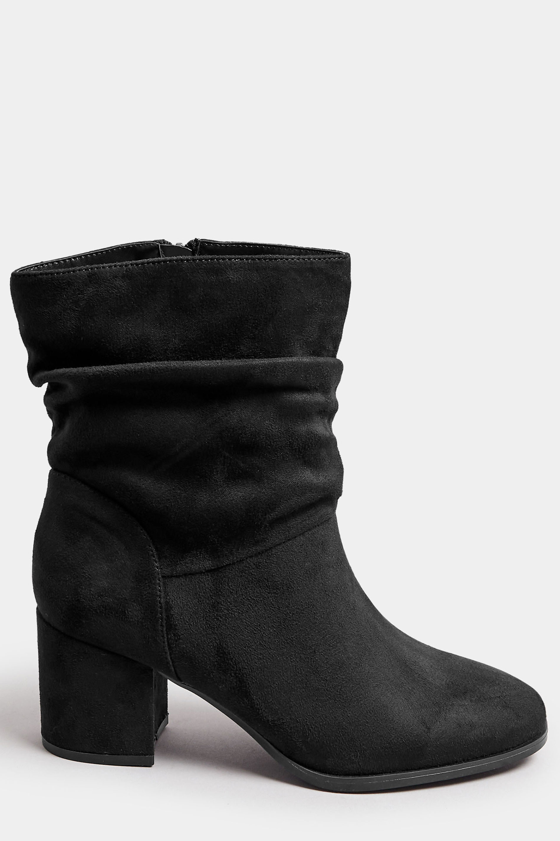 Black Faux Suede Slouch Ankle Boots In Wide E Fit & Extra Wide EEE Fit | Yours Clothing 3