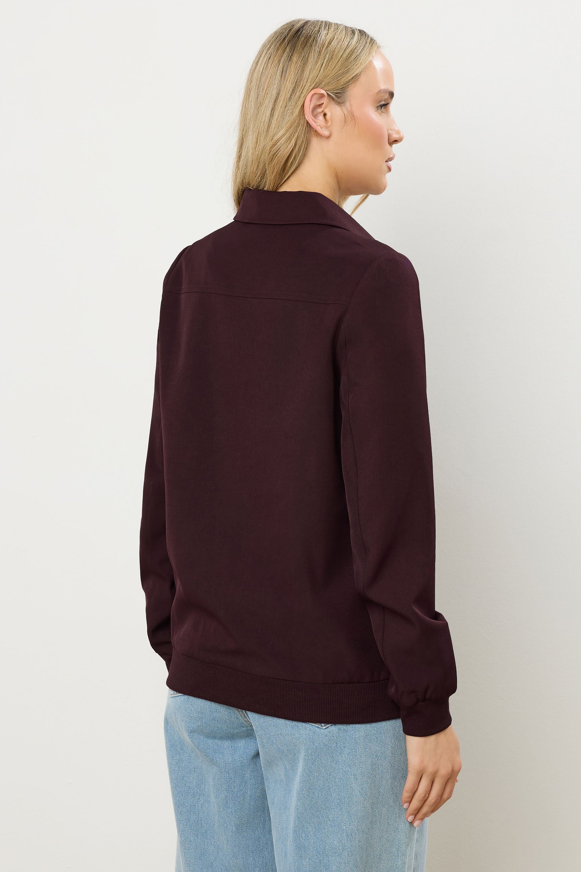 LTS Tall Burgundy Red Pocket Bomber Jacket | Long Tall Sally 4