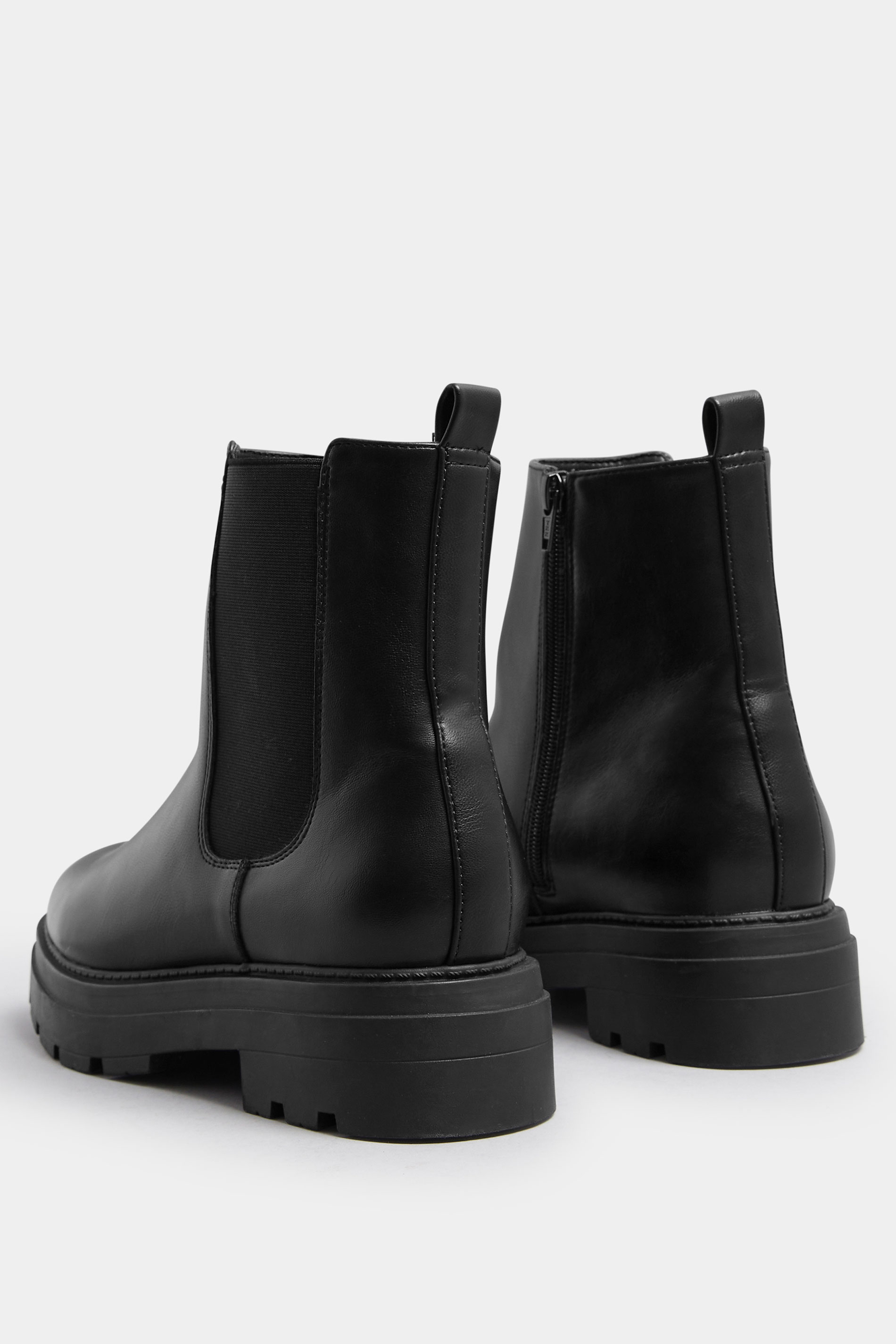 Black Faux Leather Chunky Chelsea Boots In Wide E Fit & Extra Wide EEE Fit | Yours Clothing 4