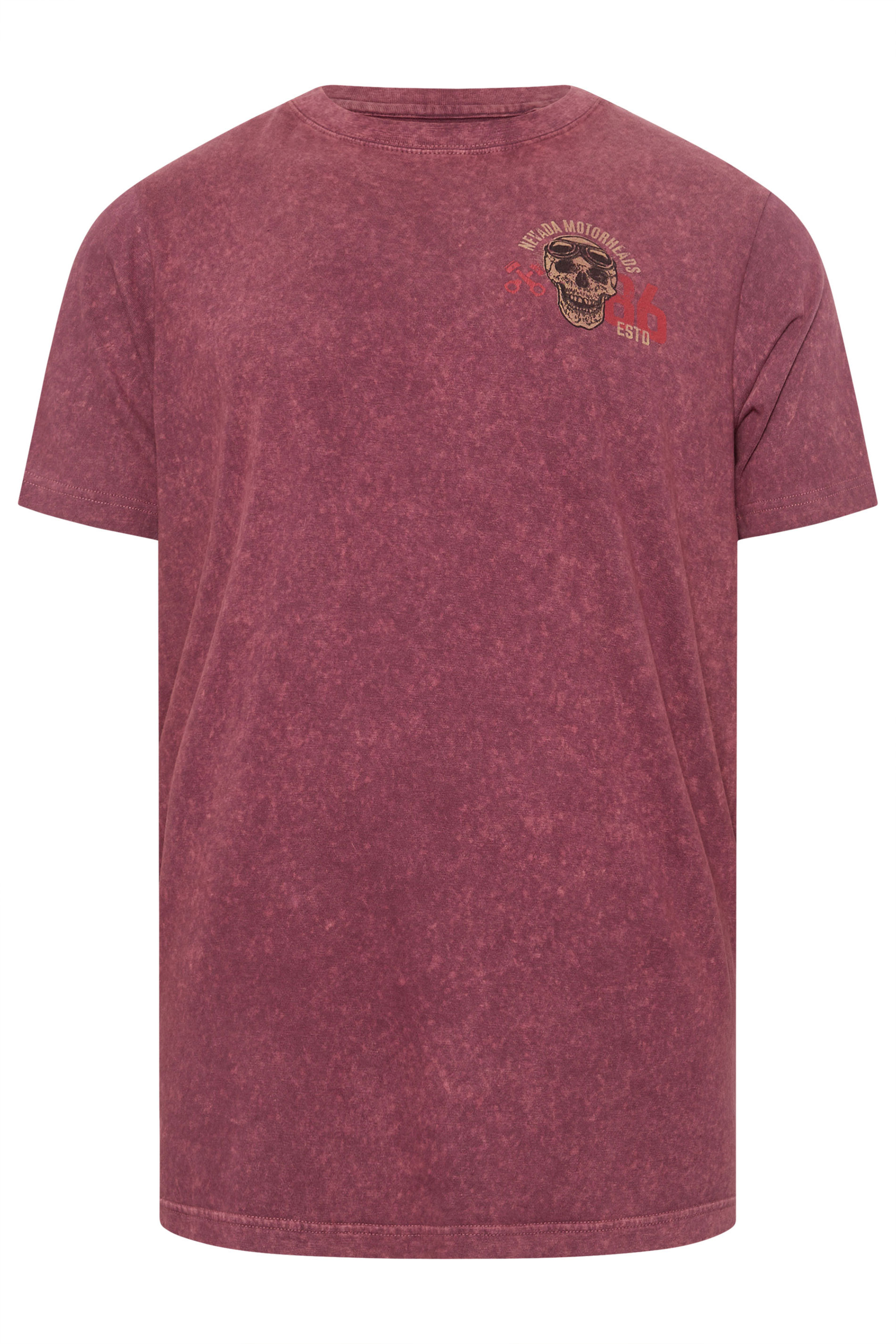 BadRhino Big & Tall Red Acid Wash 'Nevada Motorheads' Slogan T-Shirt | BadRhino 8