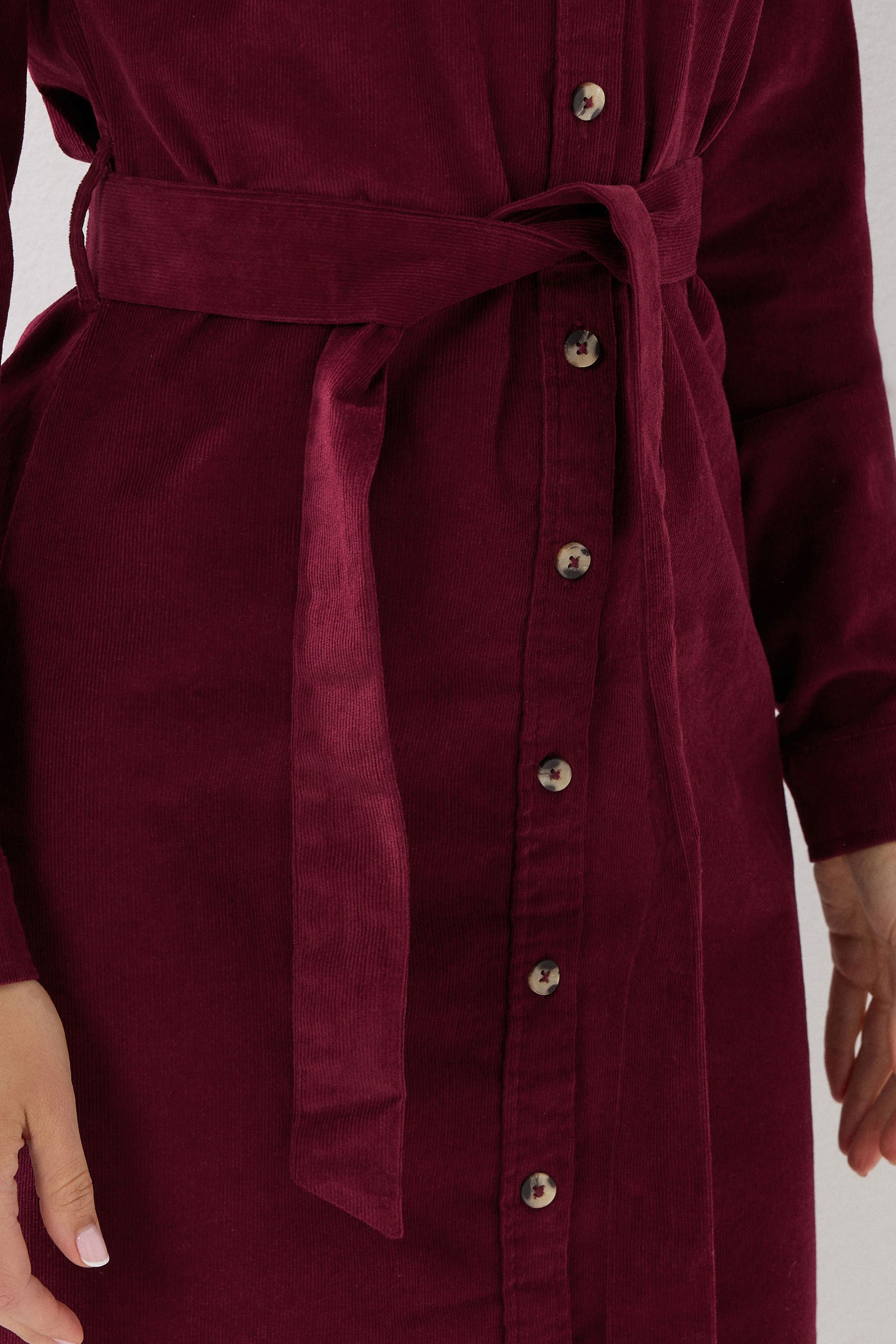 LTS Tall Berry Red Cord Shirt Dress | Long Tall Sally 4