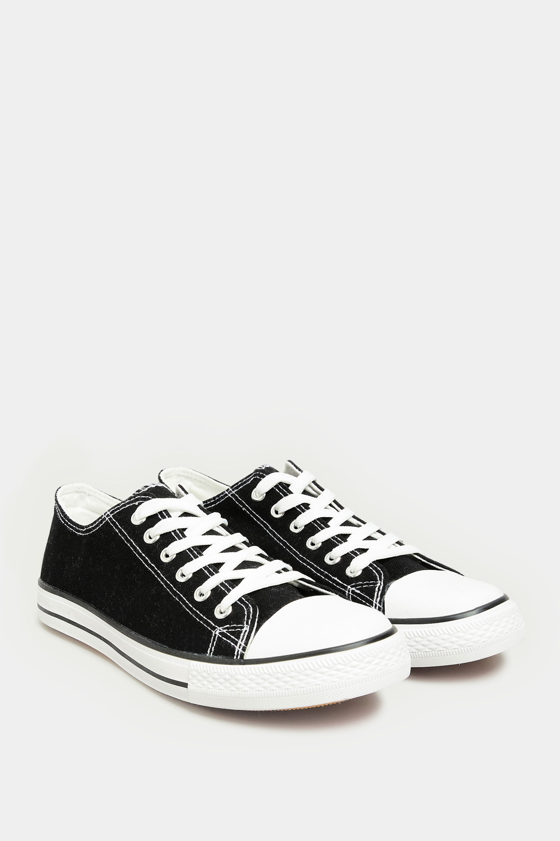 LTS Black Canvas Low Trainers In Standard Fit | Long Tall Sally  2