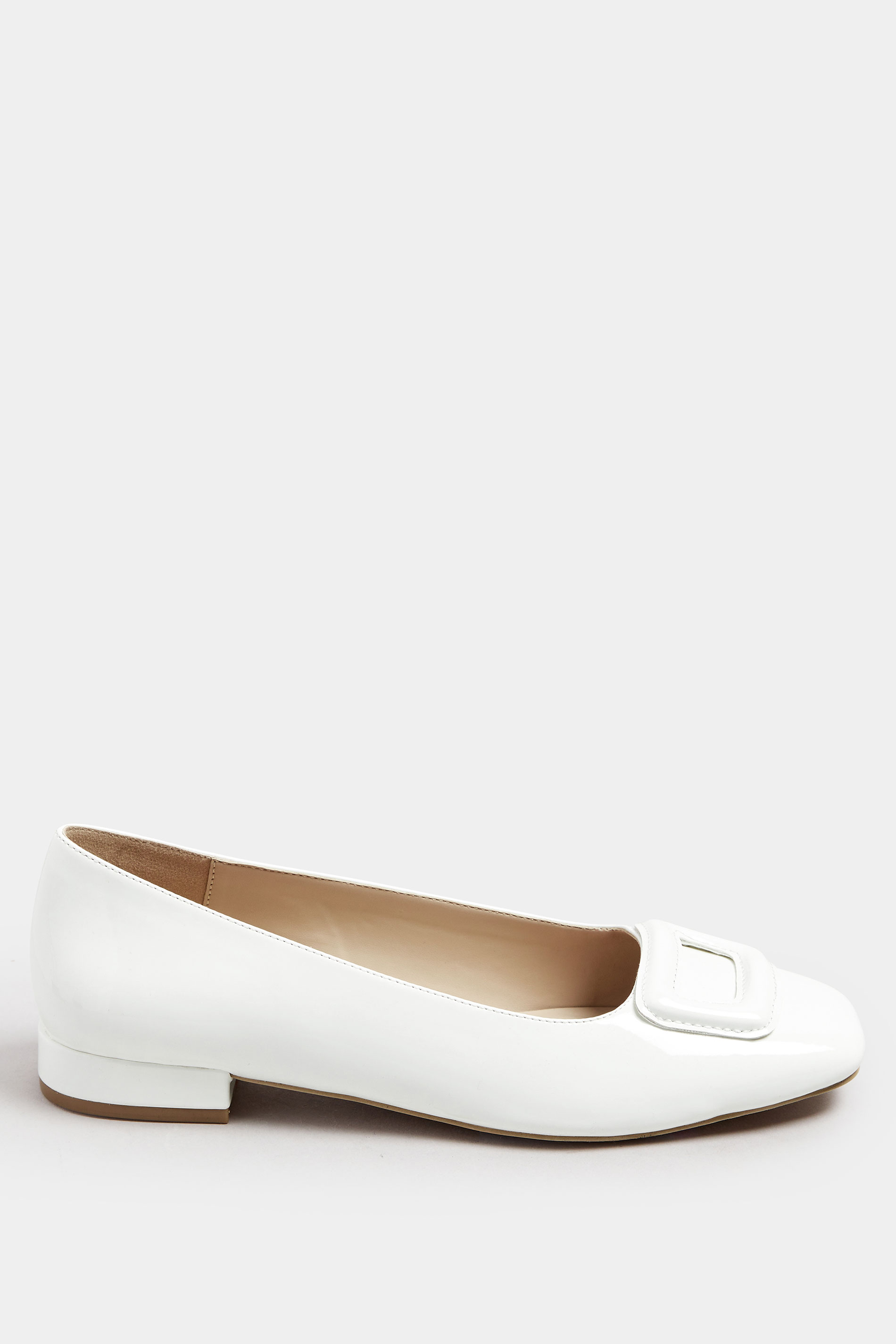 LTS White Patent Square Toe Flats In Standard Fit | Long Tall Sally 4