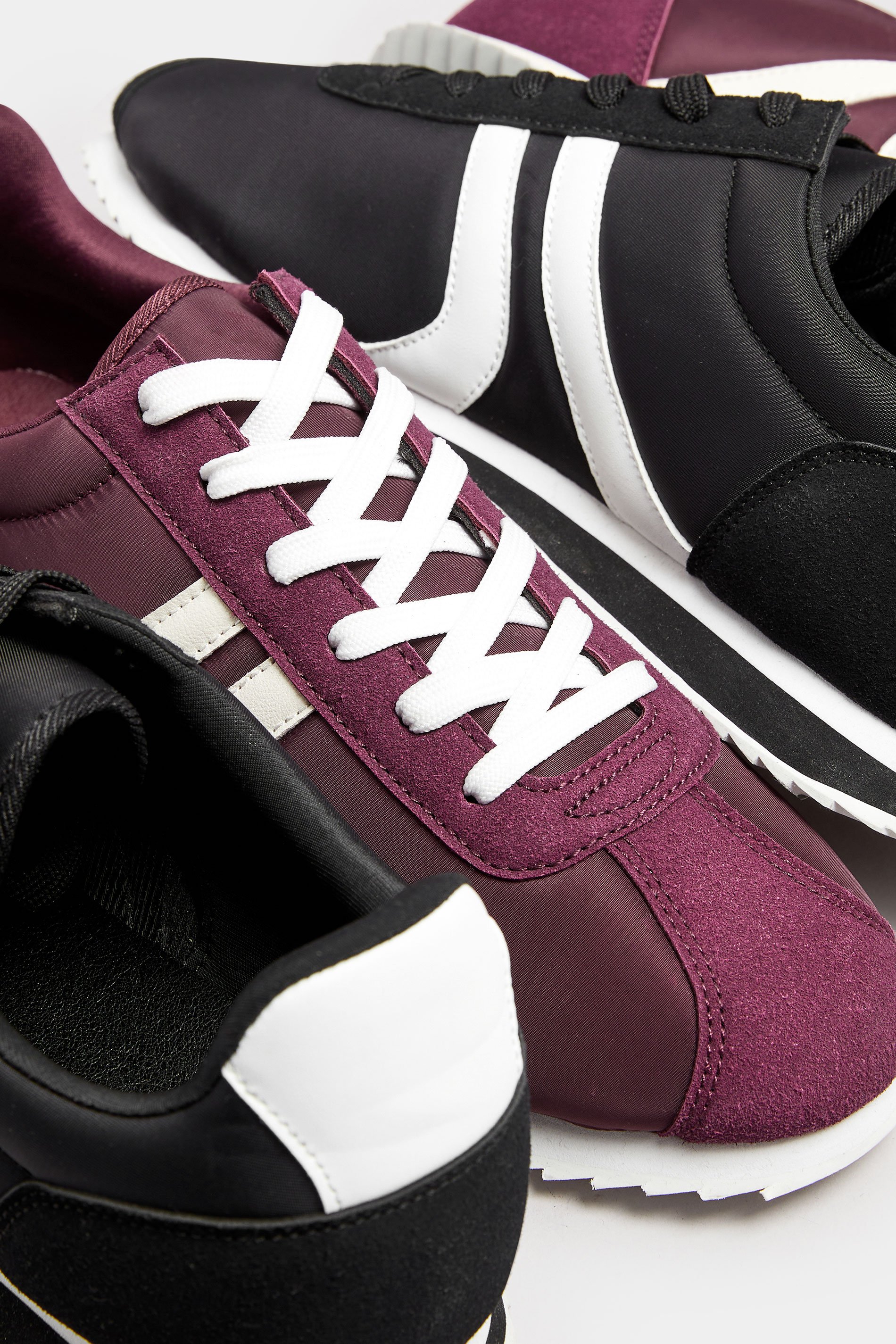 LTS Burgundy Red Runner Contrast Stripe Trainers In Standard Fit | Long Tall Sally 6