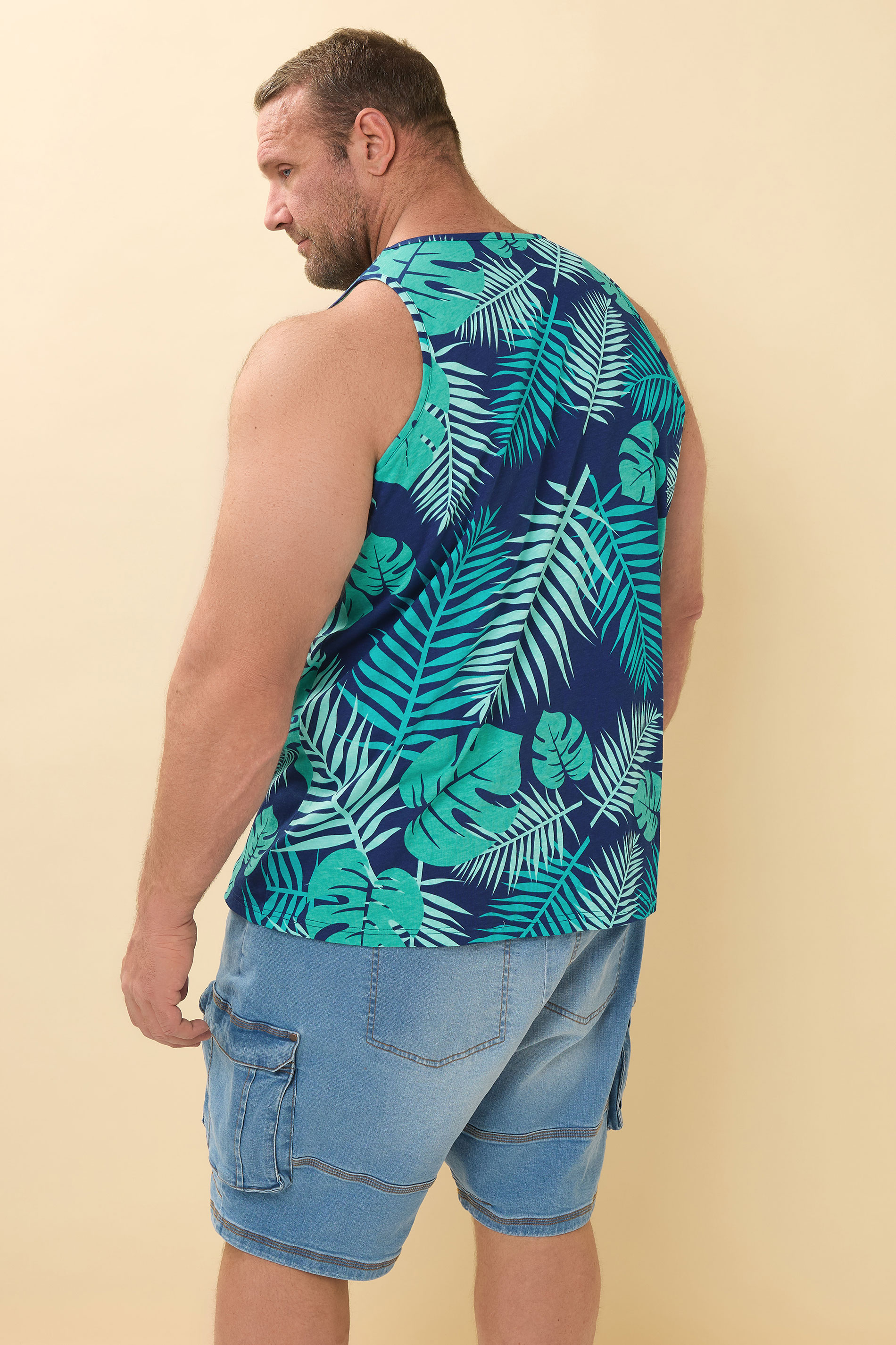 BadRhino Big & Tall Navy Blue Leaf Printed Vest | BadRhino 4