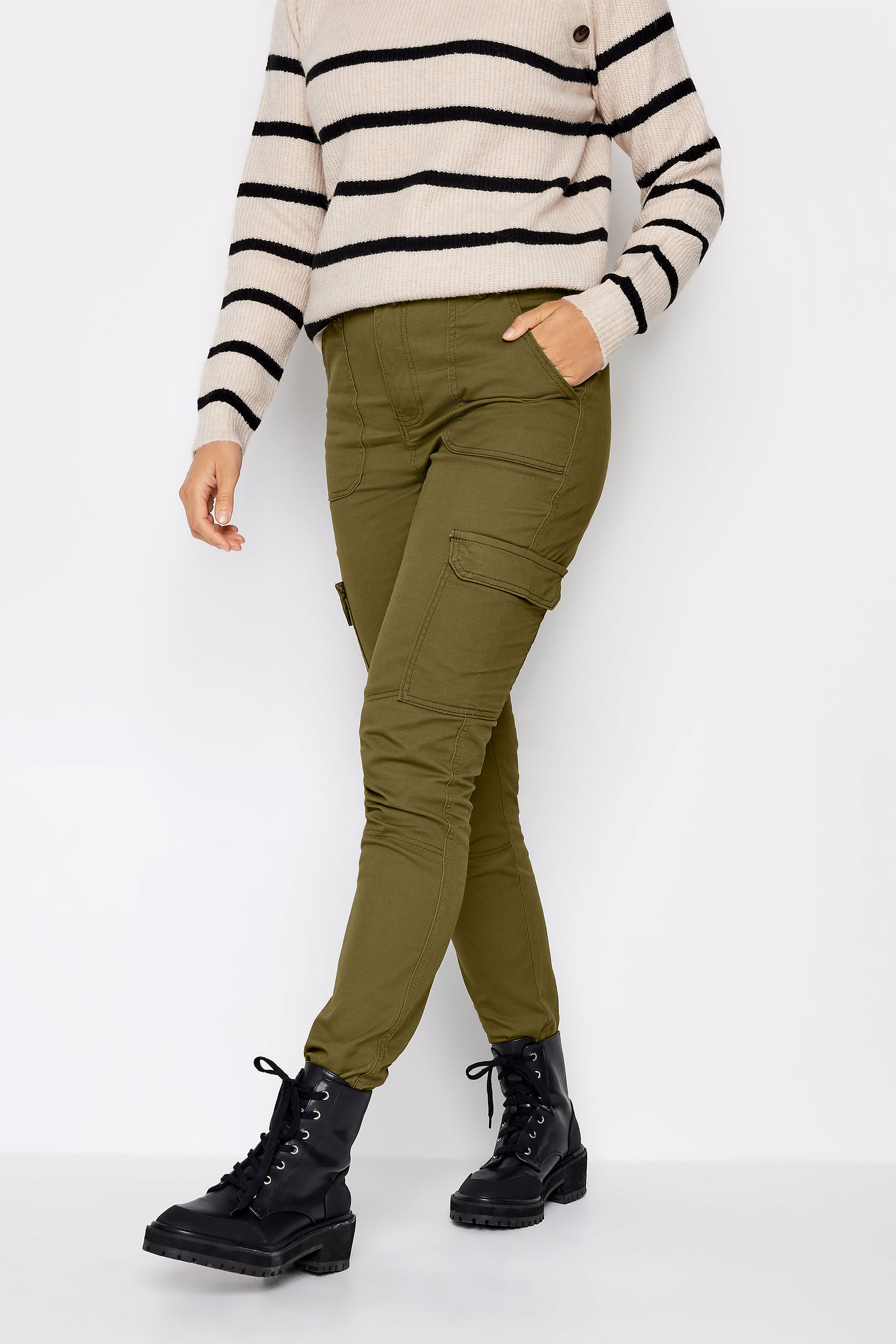 LTS Tall Khaki Green Cargo Skinny Jeans | Long Tall Sally  1