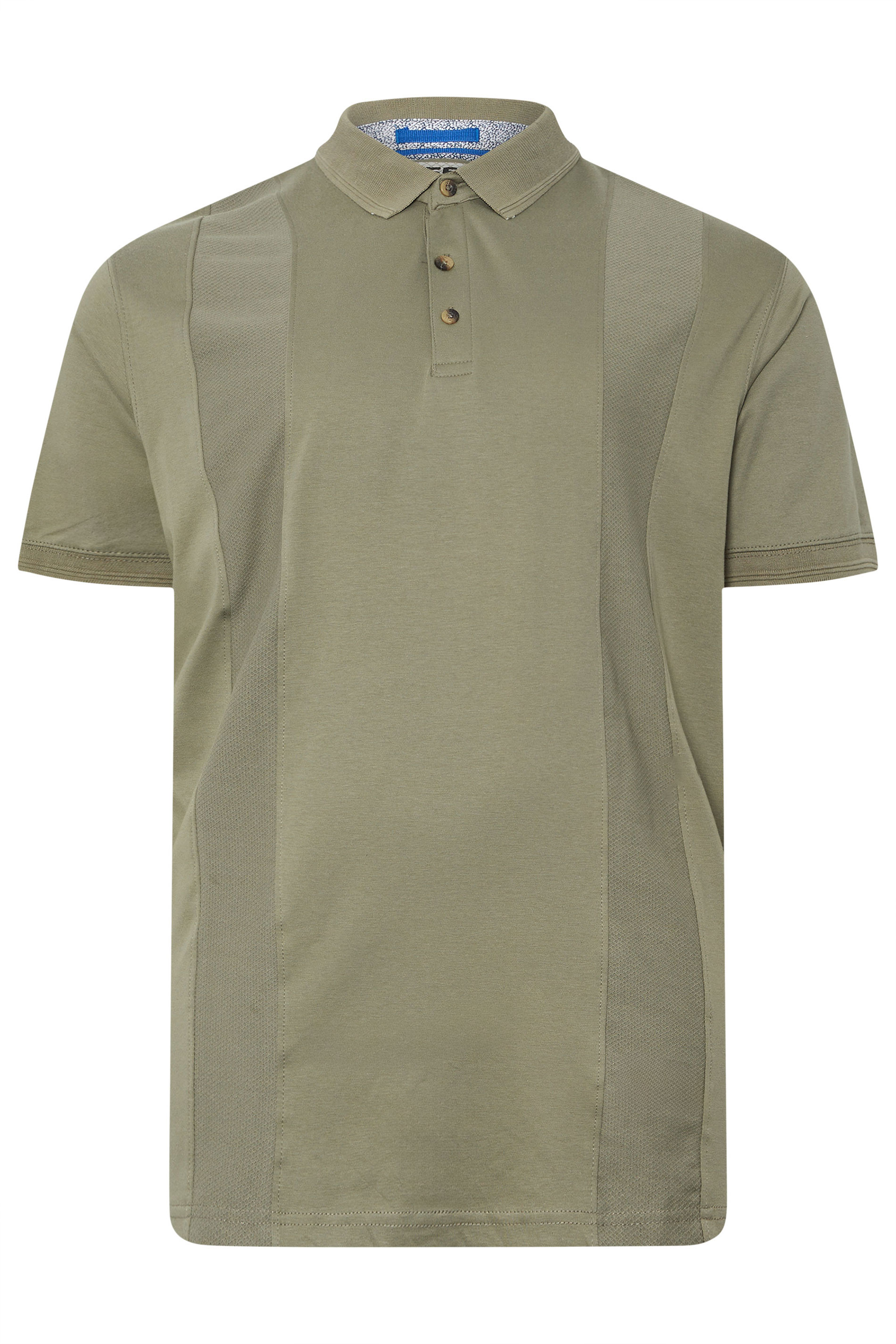 D555 Big & Tall Khaki Green Jacquard Knitted Panel Polo Shirt | BadRhino 3