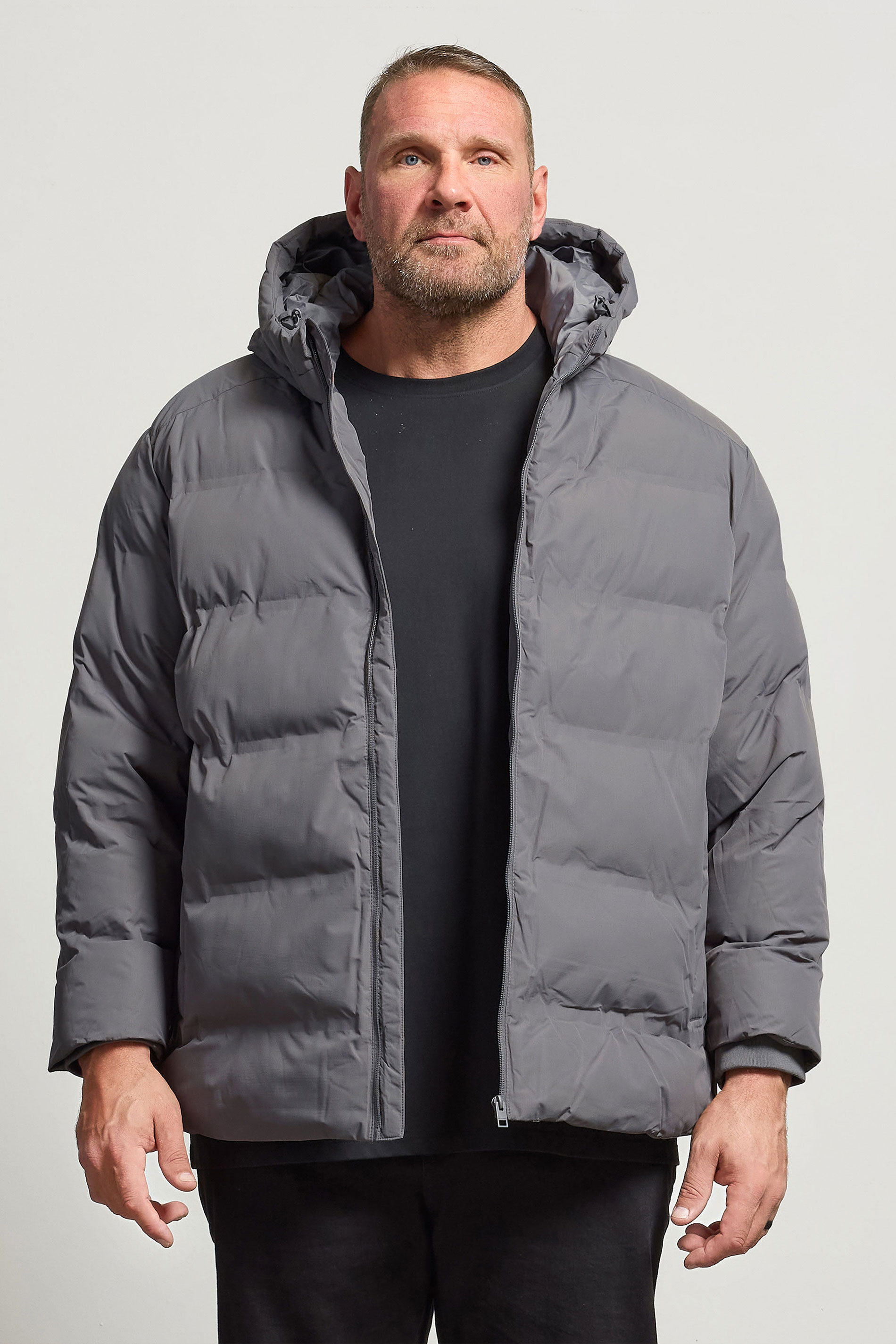 JACK & JONES Big & Tall Grey Puffer Jacket | BadRhino 1