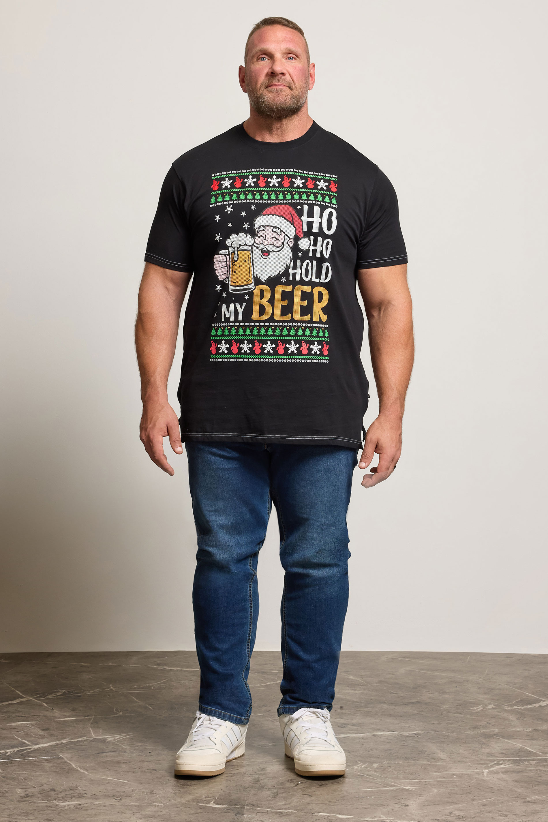 KAM Big & Tall Black Christmas 'Hoho Beer' Slogan T-Shirt | BadRhino 2