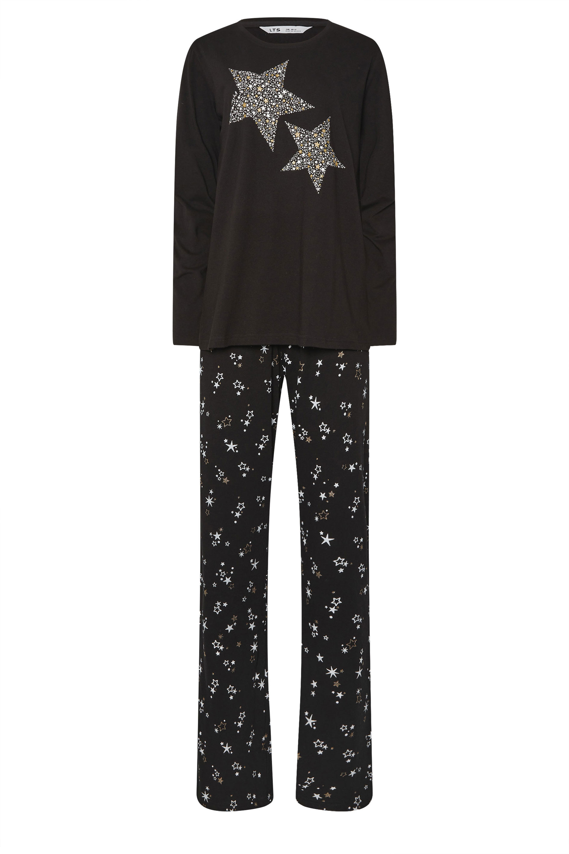 LTS Tall Black Star Graphic Wide Leg Pyjama Set | Long Tall Sally 6