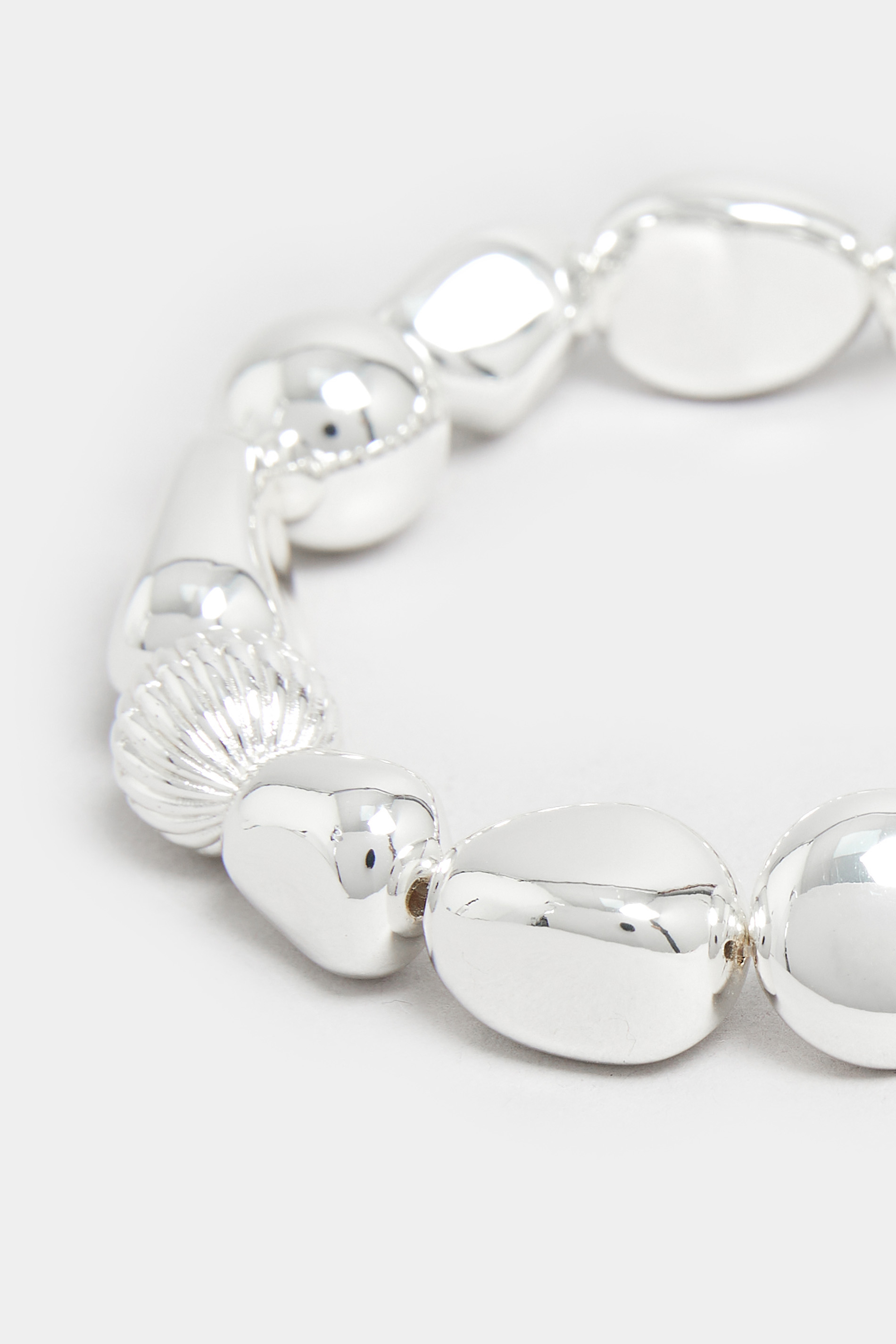Silver Tone Bead Stretch Bracelet | Yours Clothing  3