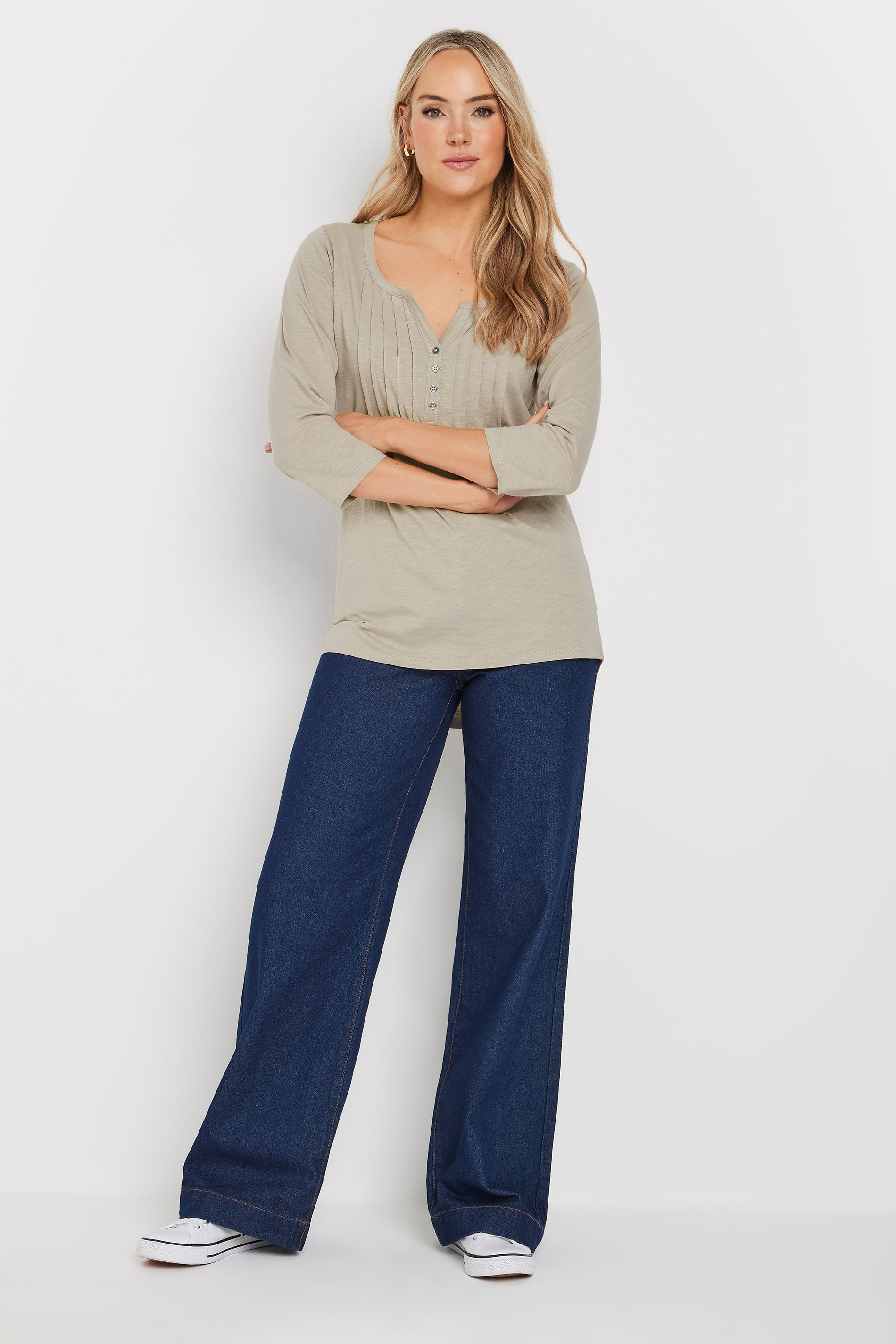 LTS Tall 2 PACK Beige Brown & Blue Henley Tops | Long Tall Sally 4