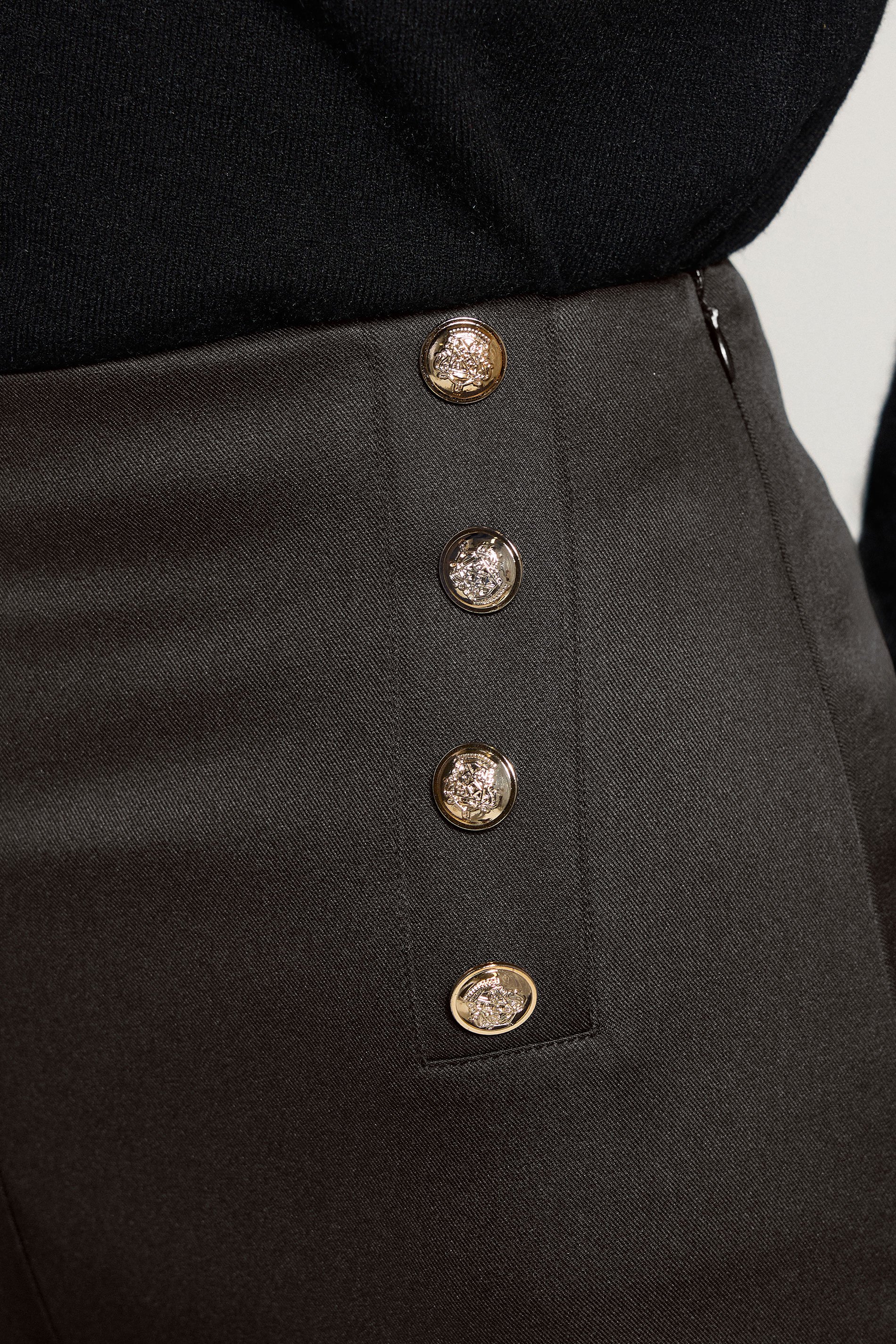 LTS Tall Black Military Button Detail Trousers | Long Tall Sally 4
