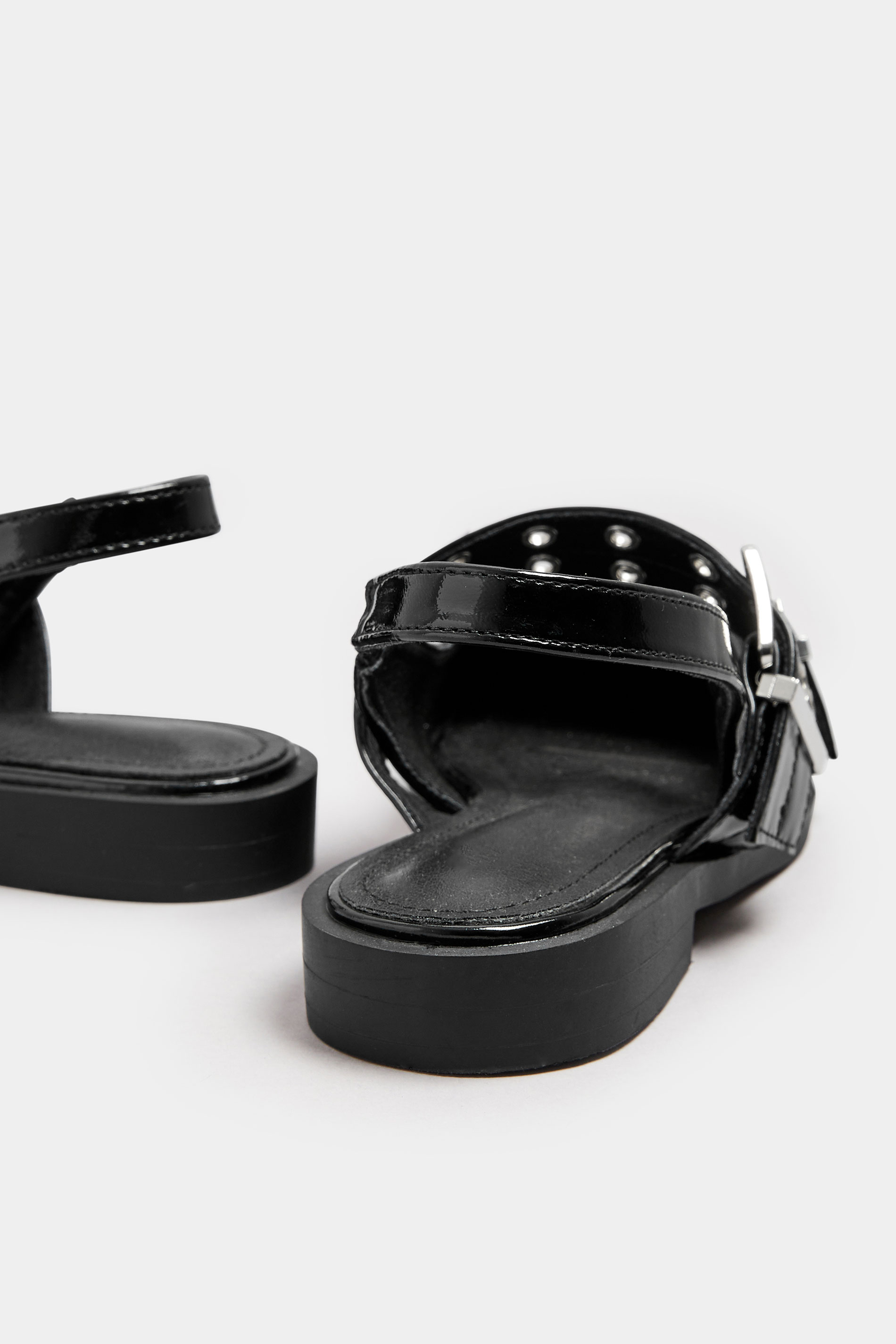 Black Buckle Detail Pointed Slingback Flats In Wide E Fit | Yours Clothing 5