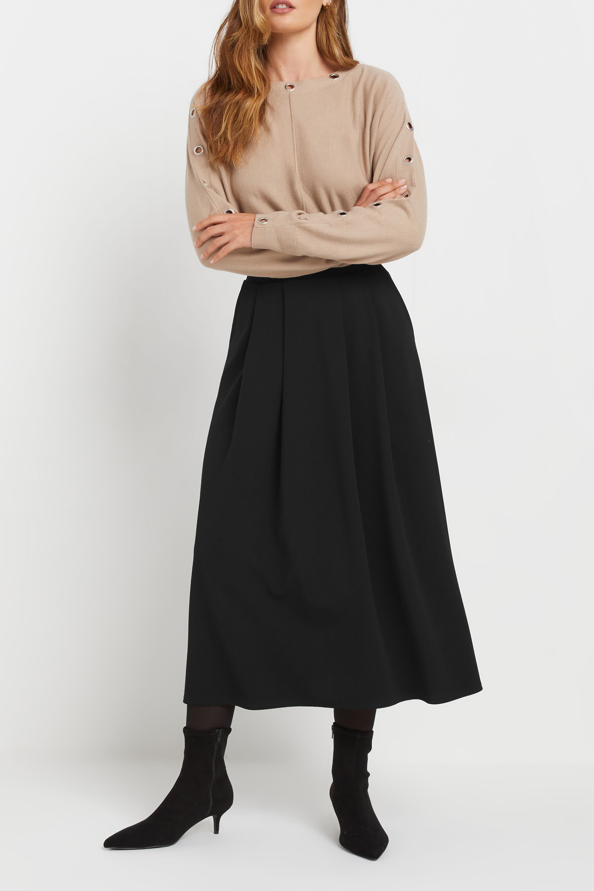 LTS Tall Black Pleated Midaxi Skirt | Long Tall Sally 1
