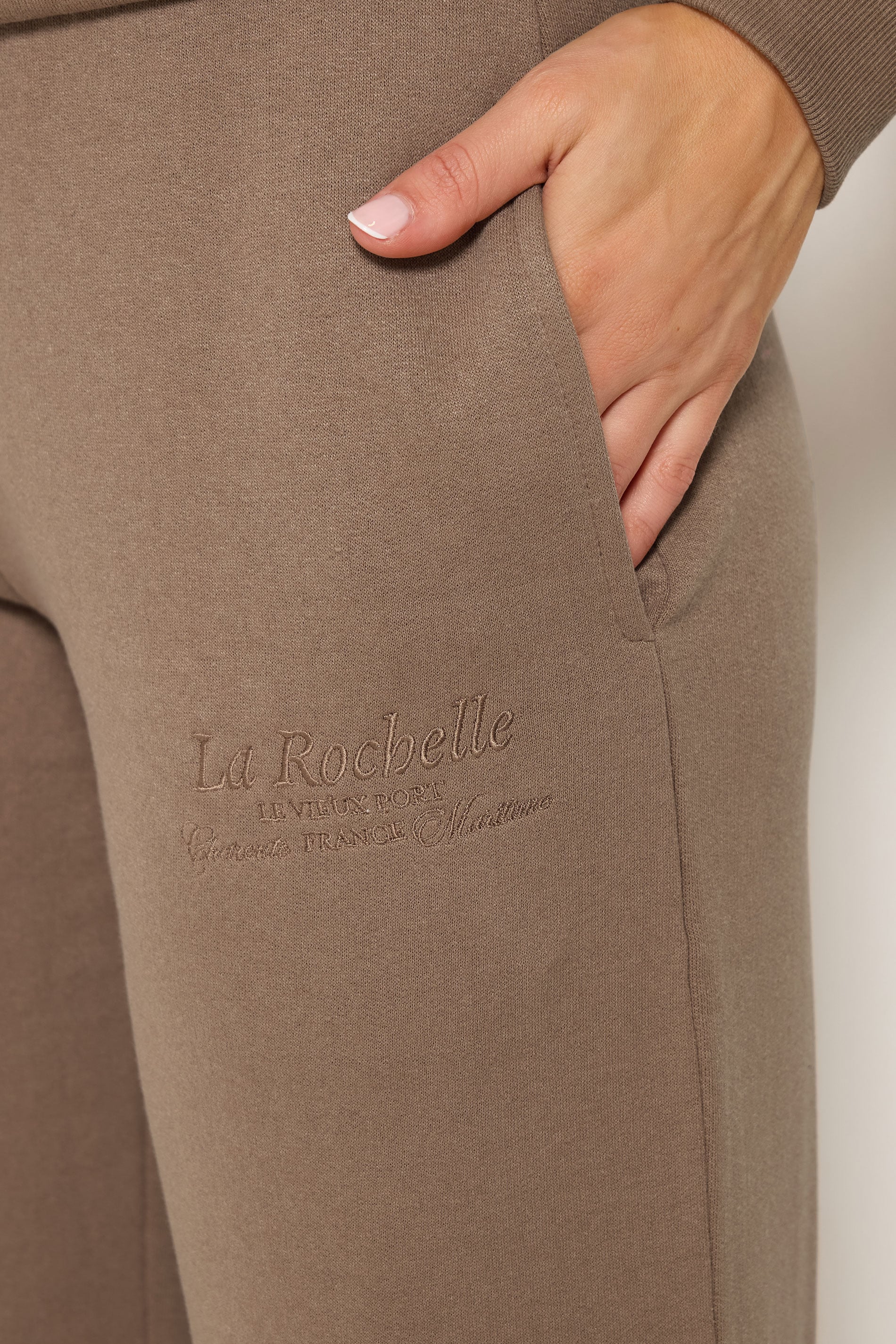 LTS Tall Women's Mocha Brown Embroidered Wide Leg Joggers | Long Tally Sally 4