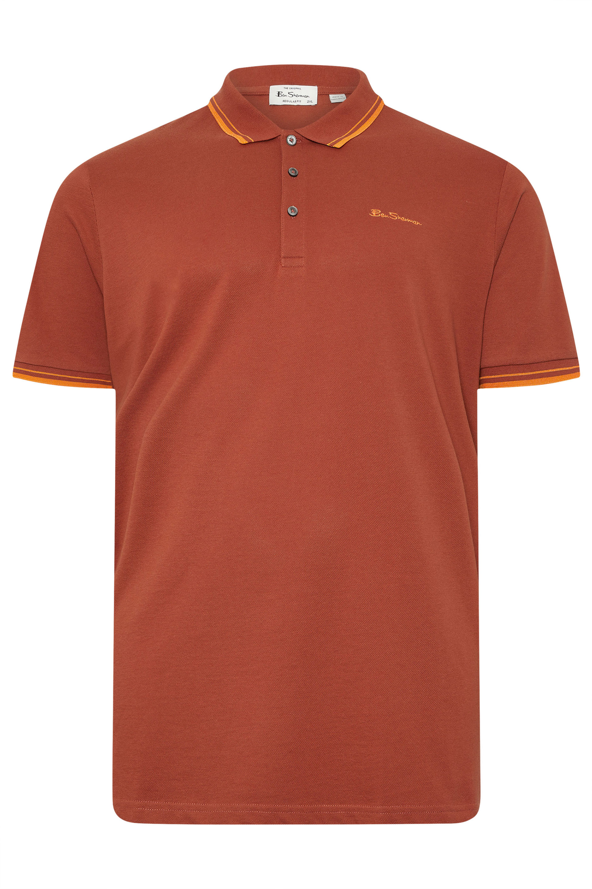 Ben Sherman Big & Tall Burnt Orange Signature Pique Polo Shirt | BadRhino 4