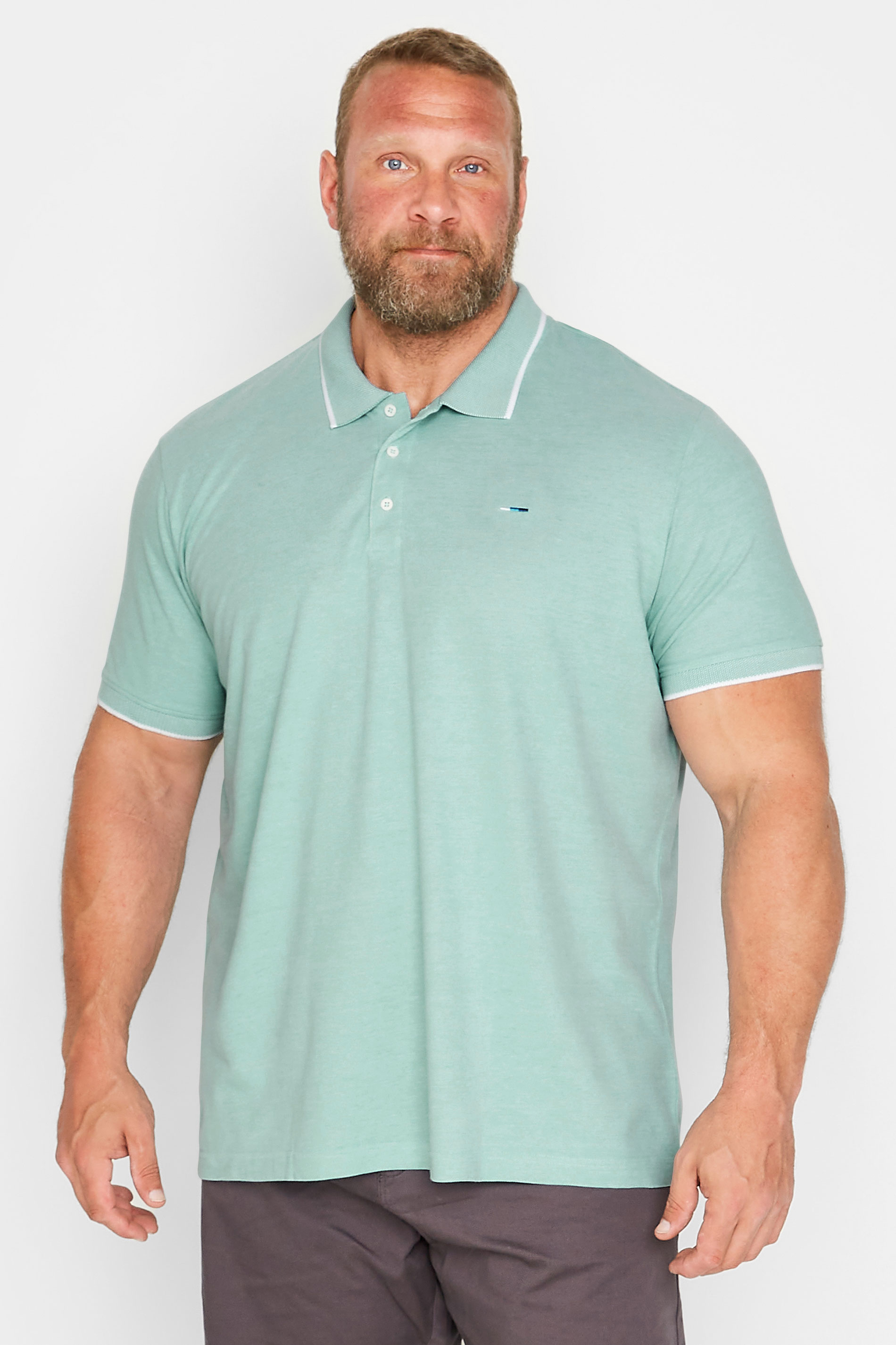 BadRhino Big & Tall Big & Tall Light Green Birdseye Polo Shirt | BadRhino 1