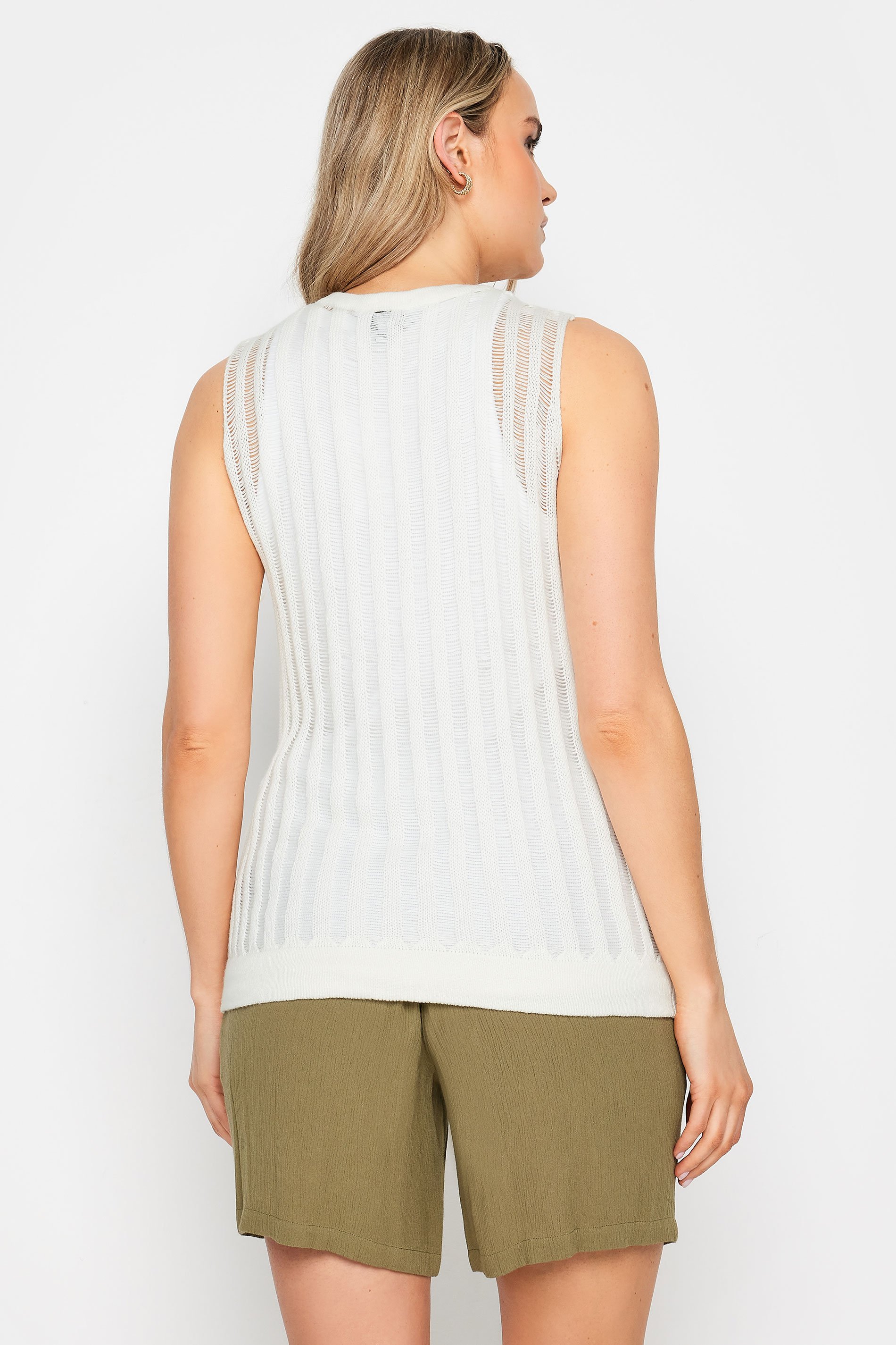 LTS Tall Women's Ivory White Crochet Vest Top | Long Tall Sally 4