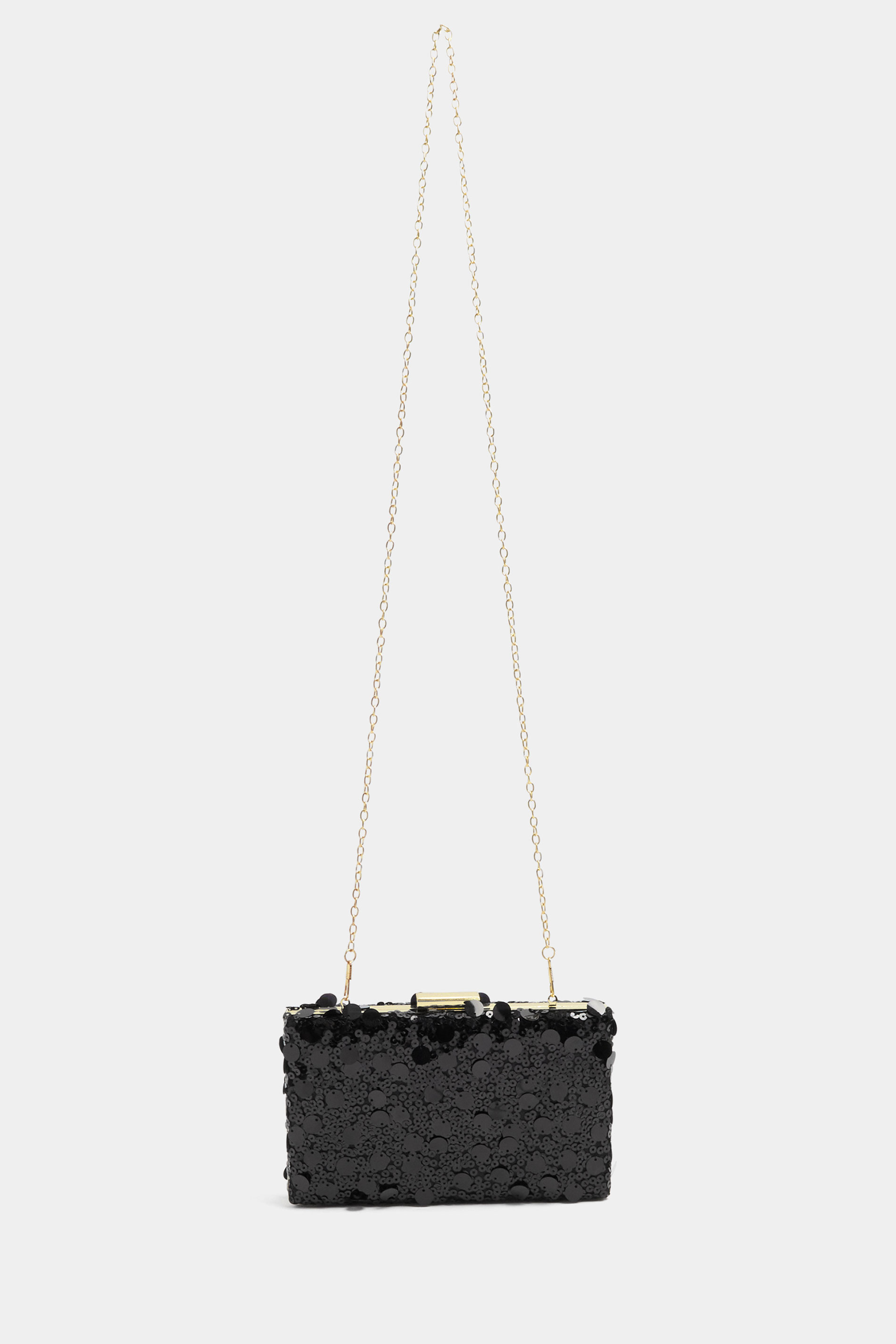Black Mixed Sequin Clutch Bag | Yours Clothing 4
