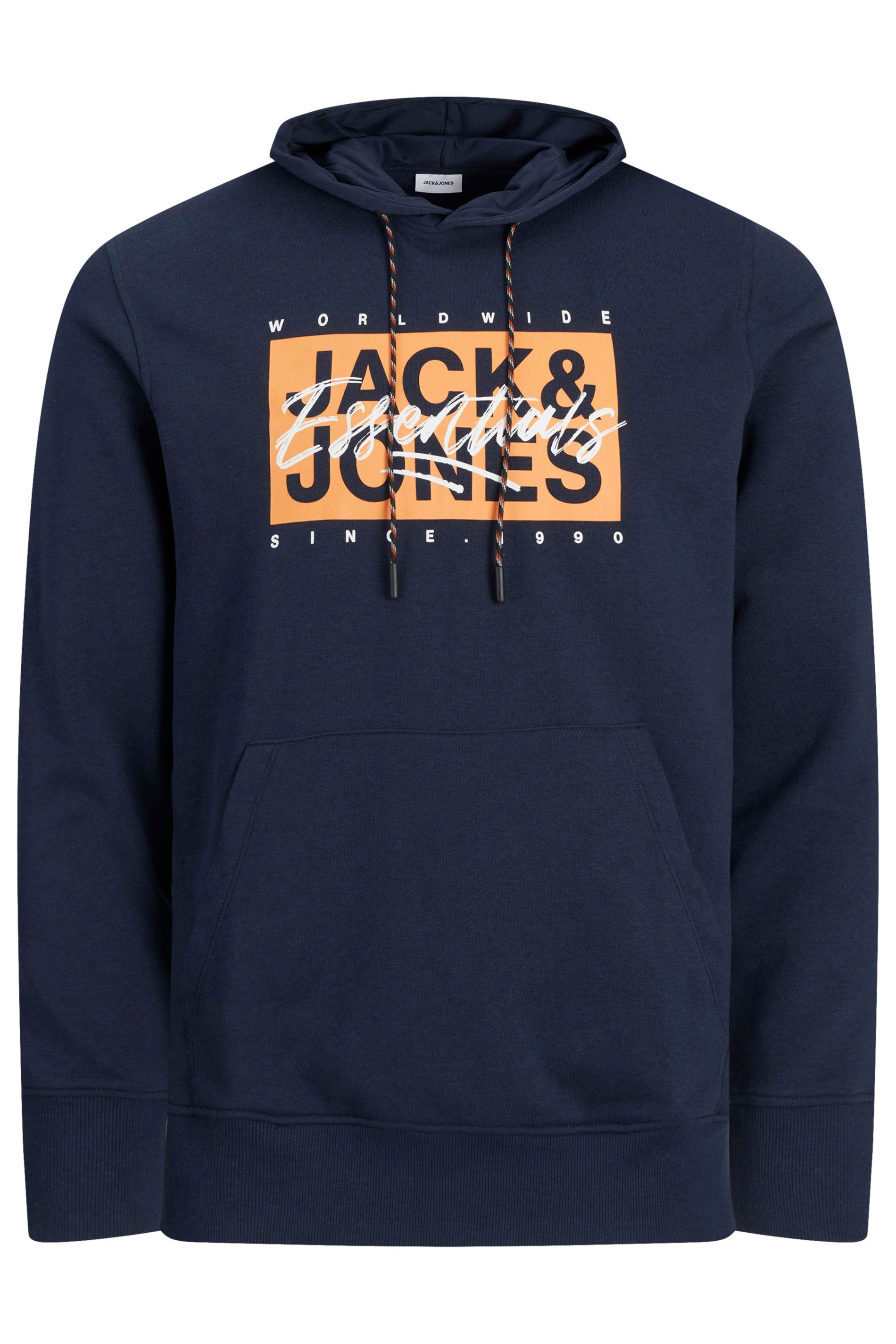 JACK & JONES Big & Tall Navy Blue Colton Hoodie | BadRhino 2