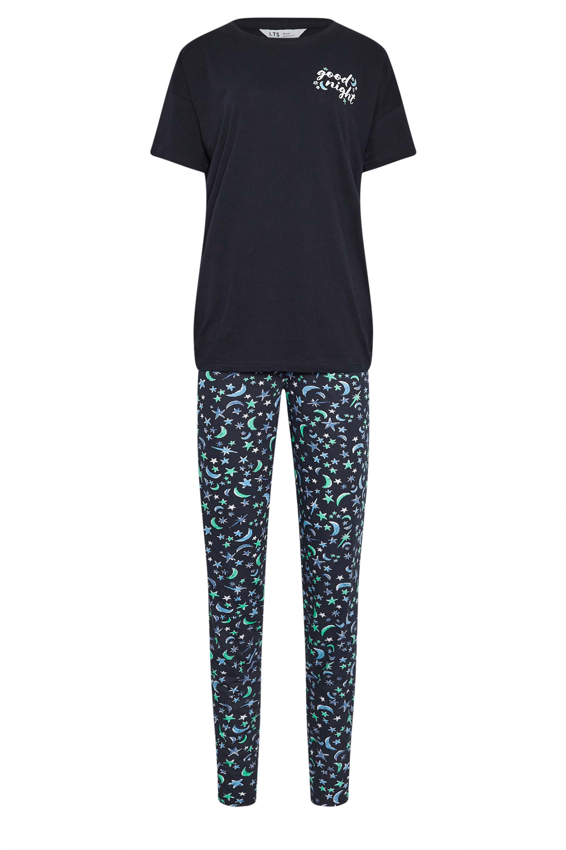 LTS Tall Navy Blue 'Good Night' Star & Moon Pyjama Set | Long Tall Sally 5