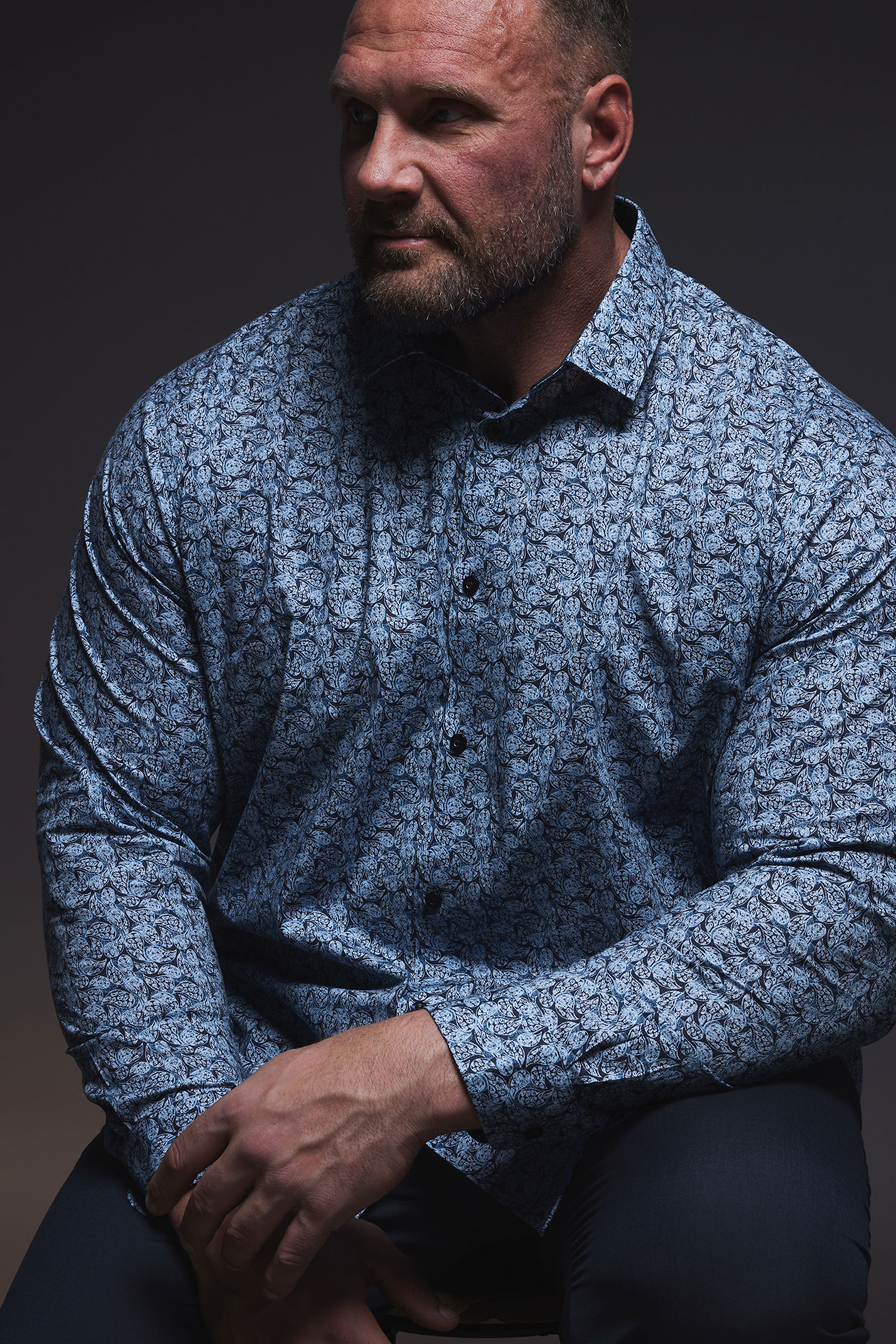 BadRhino Tailoring Big & Tall Blue Paisley Print Formal Shirt | BadRhino 1