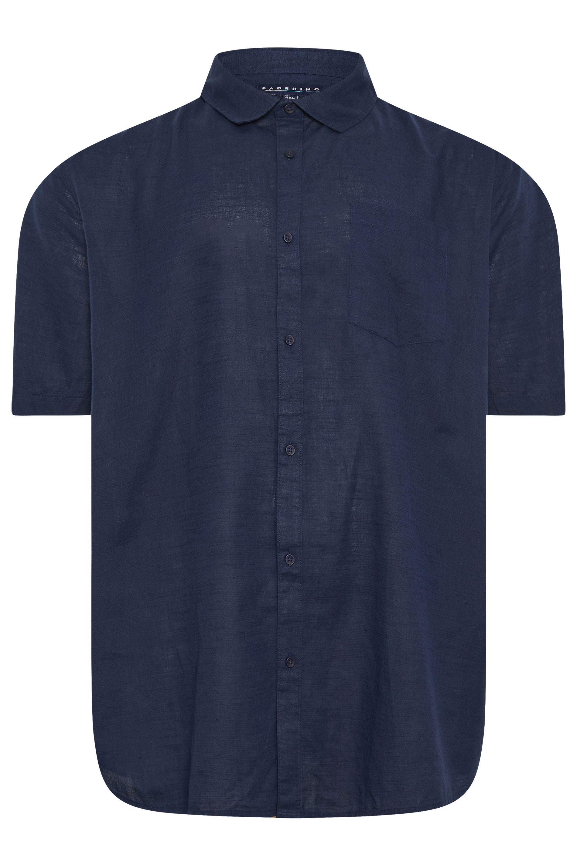 BadRhino Big & Tall Navy Blue Linen Shirt | BadRhino 8