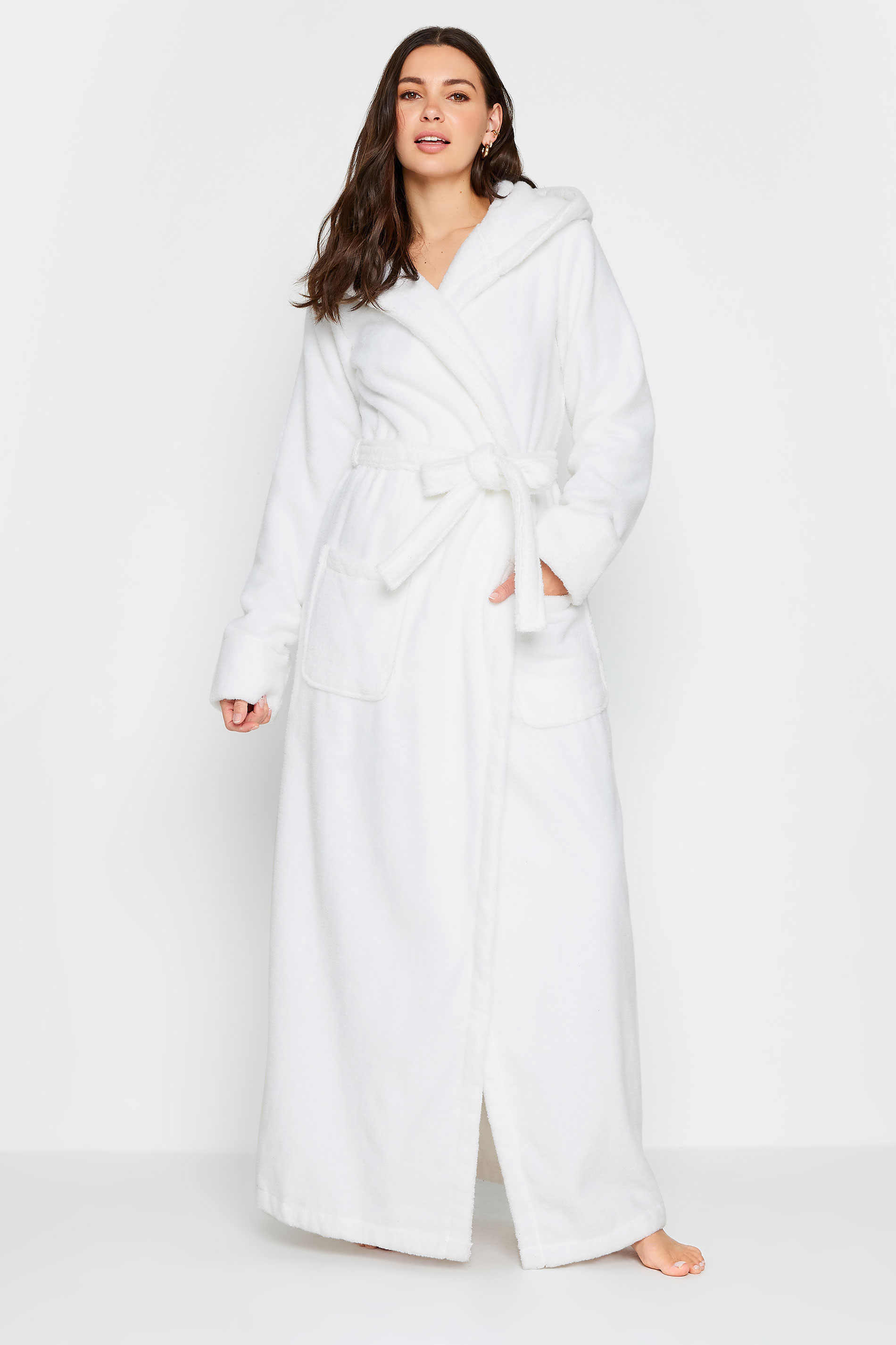 LTS PREMIUM Tall Womens White Cotton Towelling Maxi Robe | Long Tall Sally 1