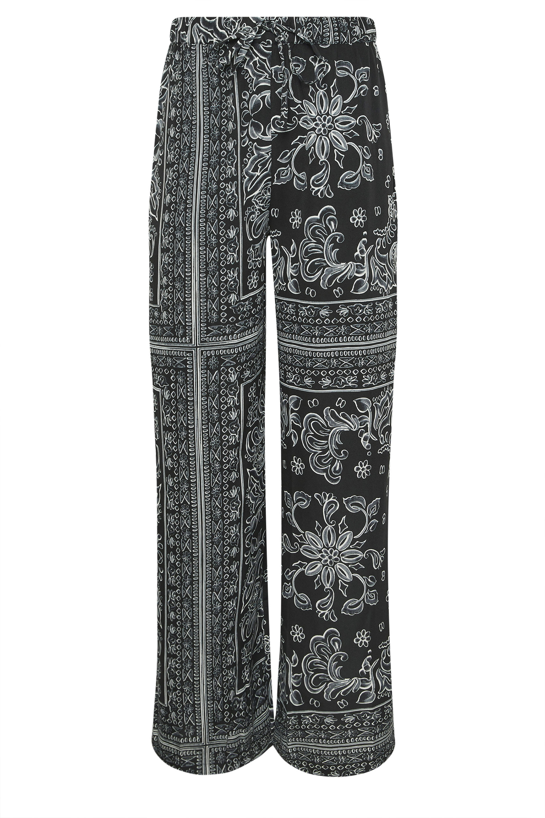 LTS Tall Black Paisley Wide Leg Trousers | Long Tall Sally 5