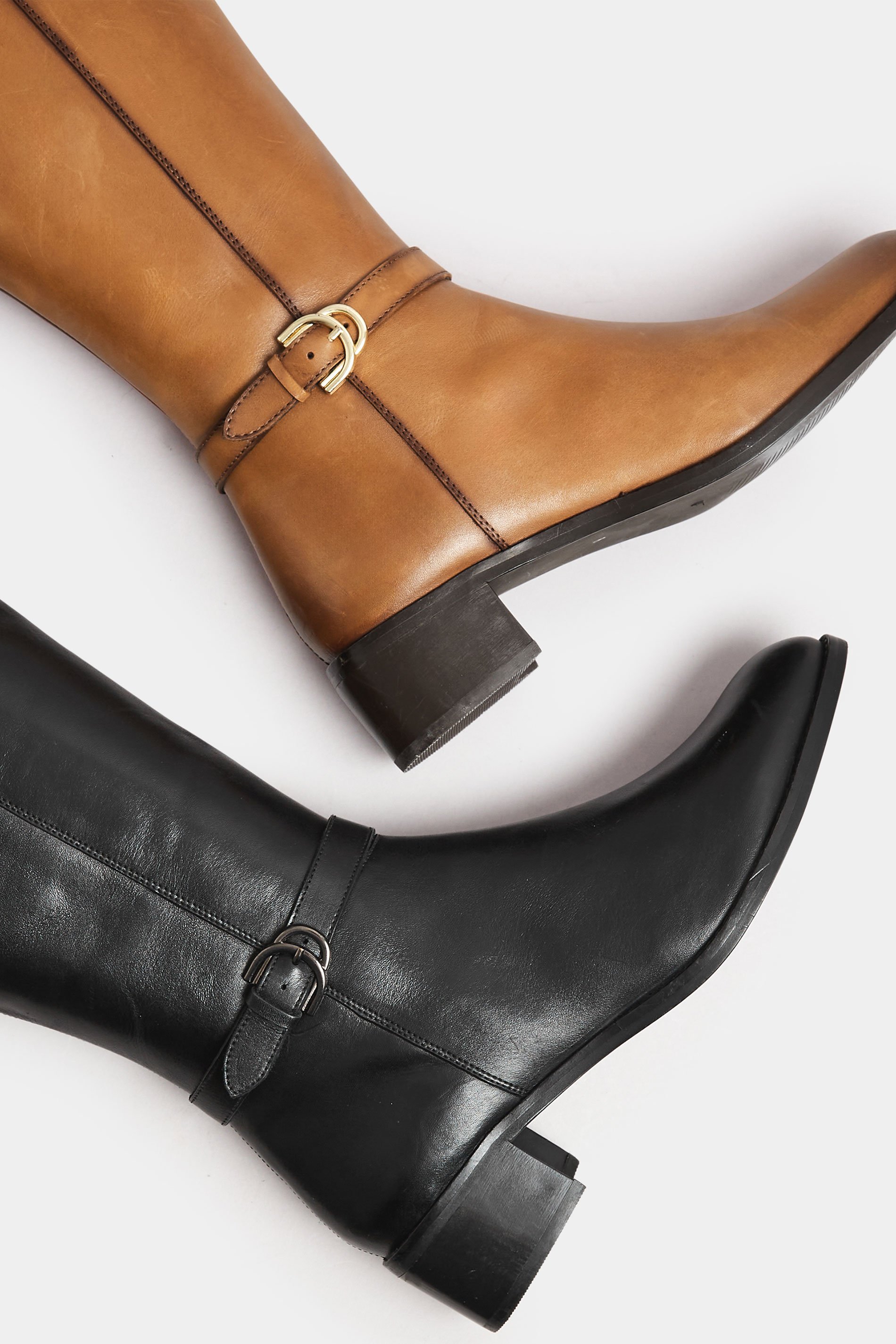 LTS Black Leather Heeled Knee High Boots In Standard Fit | Long Tall Sally 6