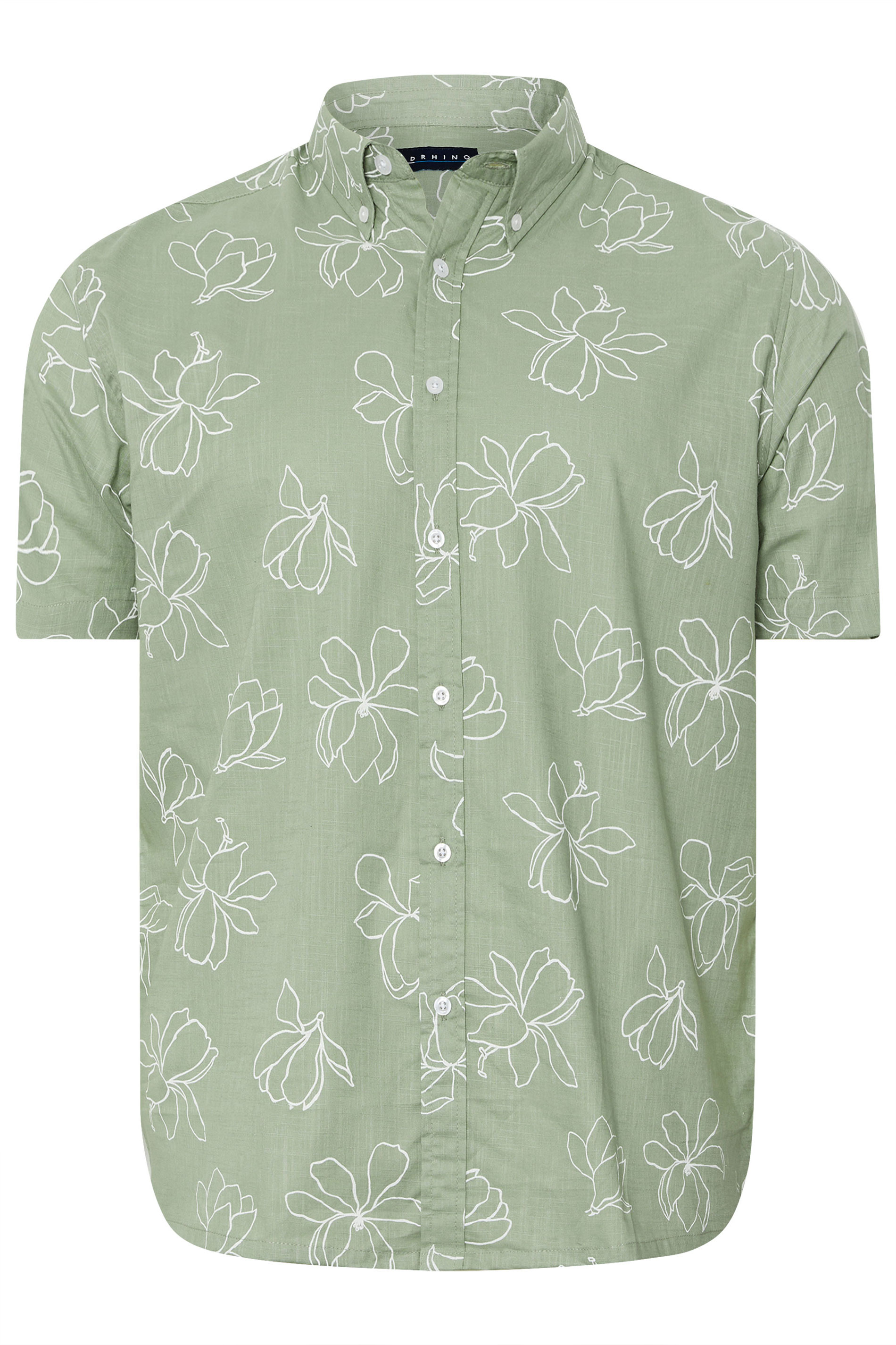 BadRhino Big & Tall Green Linear Floral Slub Shirt | BadRhino 7