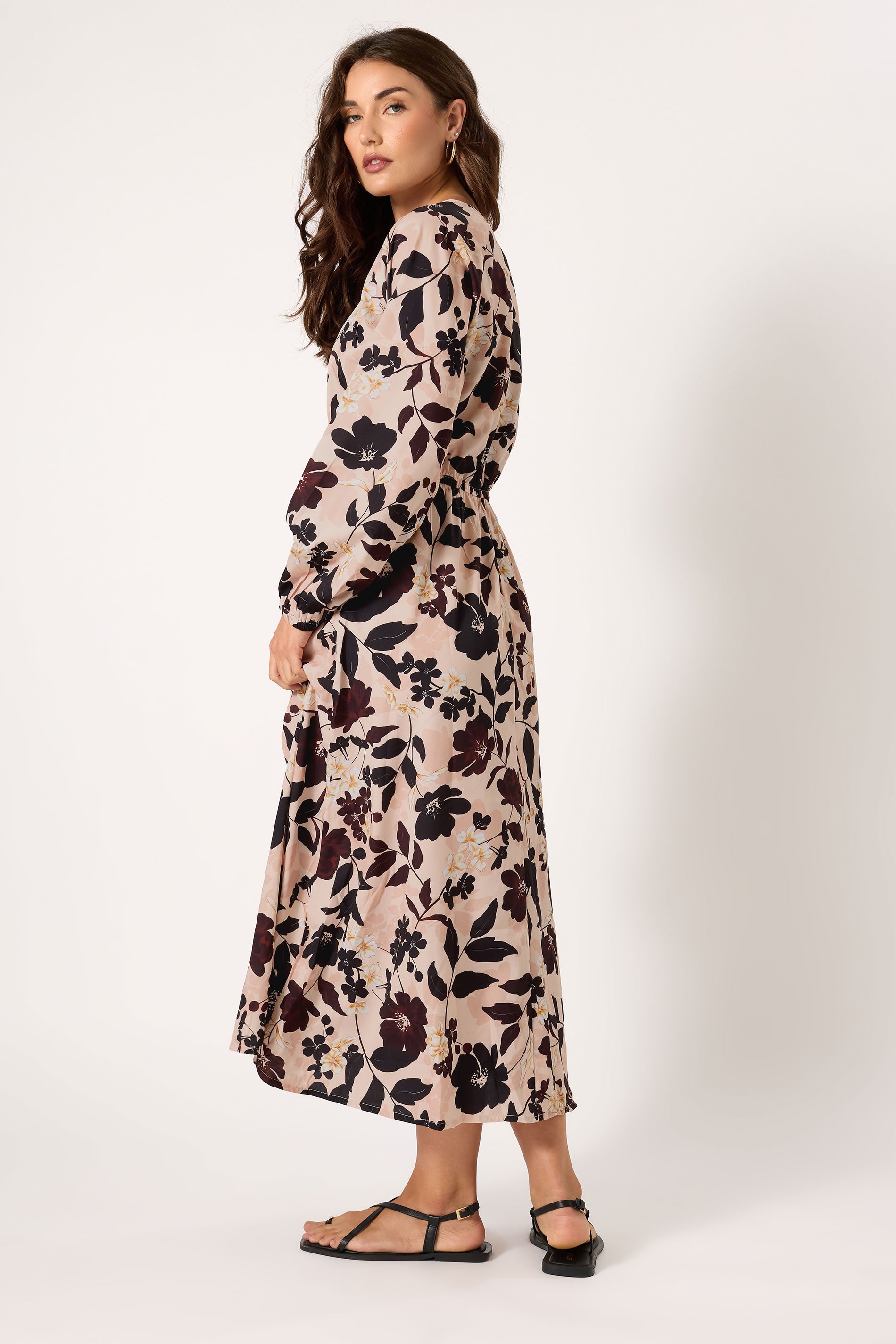 LTS Tall Coral Pink Floral Print Tea Dress | Long Tall Sally 3