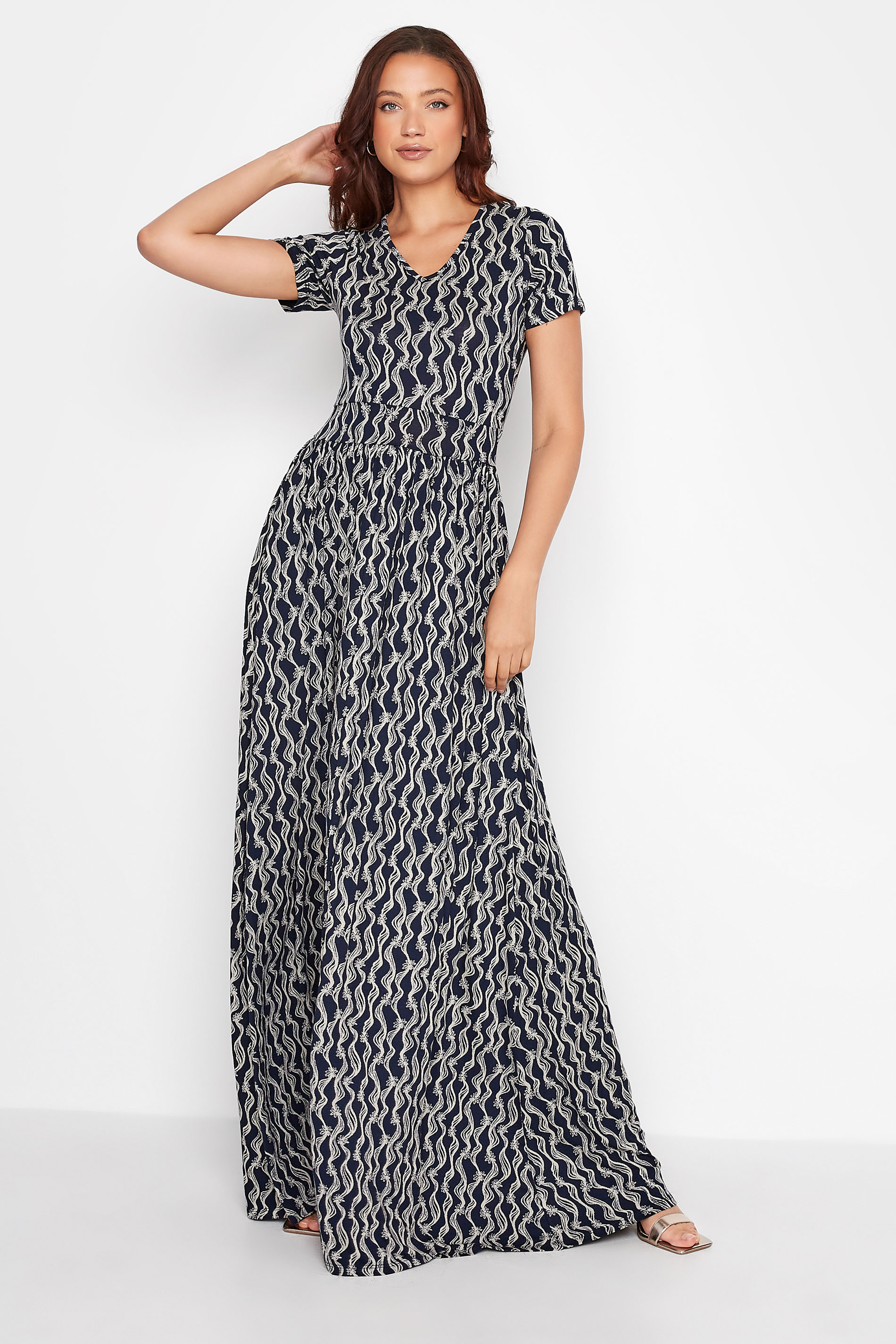 LTS Tall Women's Navy Blue Swirl Floral Maxi Dress | Long Tall Sally 2