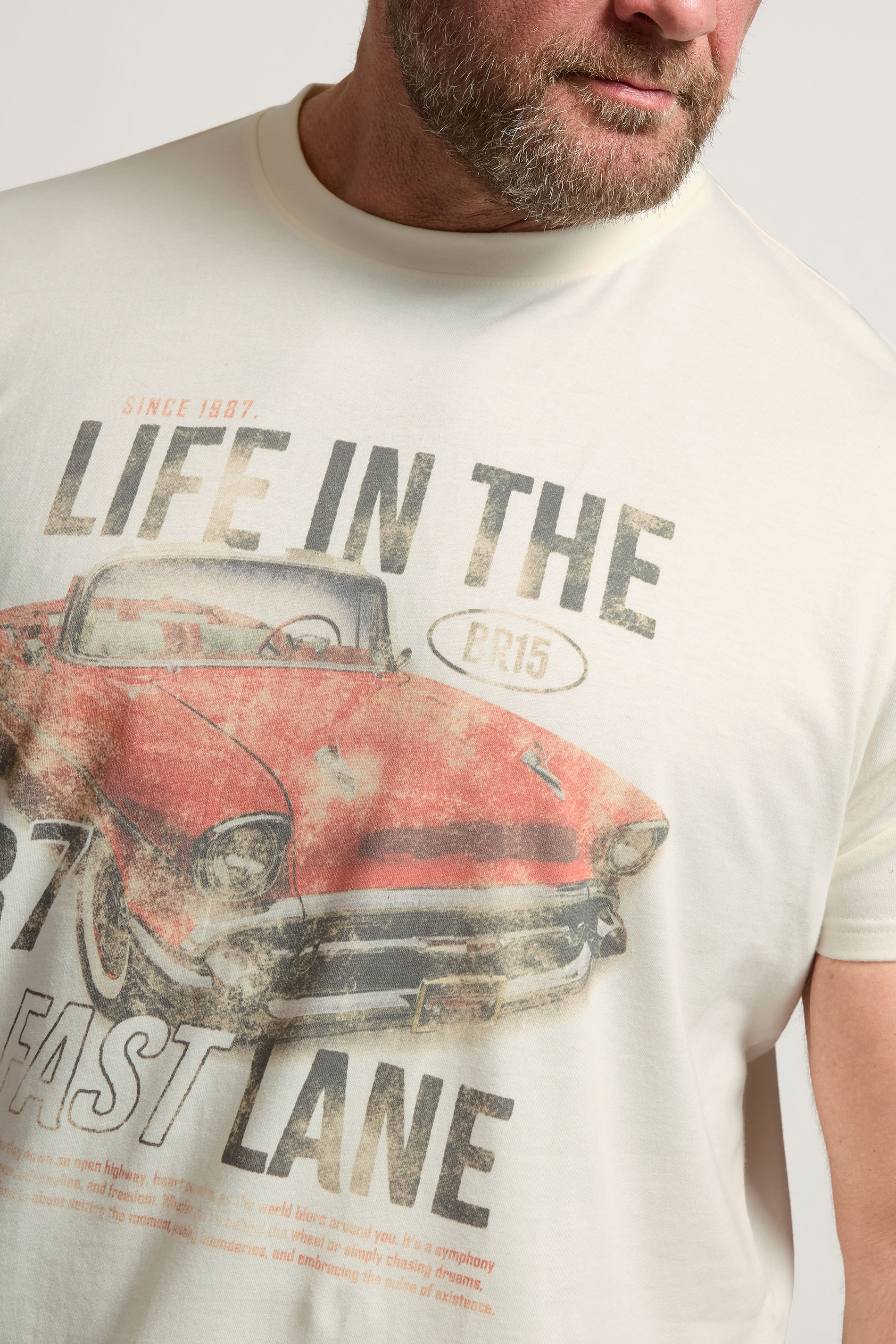 BadRhino Big & Tall Off White 'Life In The Fast Lane' Graphic T-Shirt | BadRhino 4