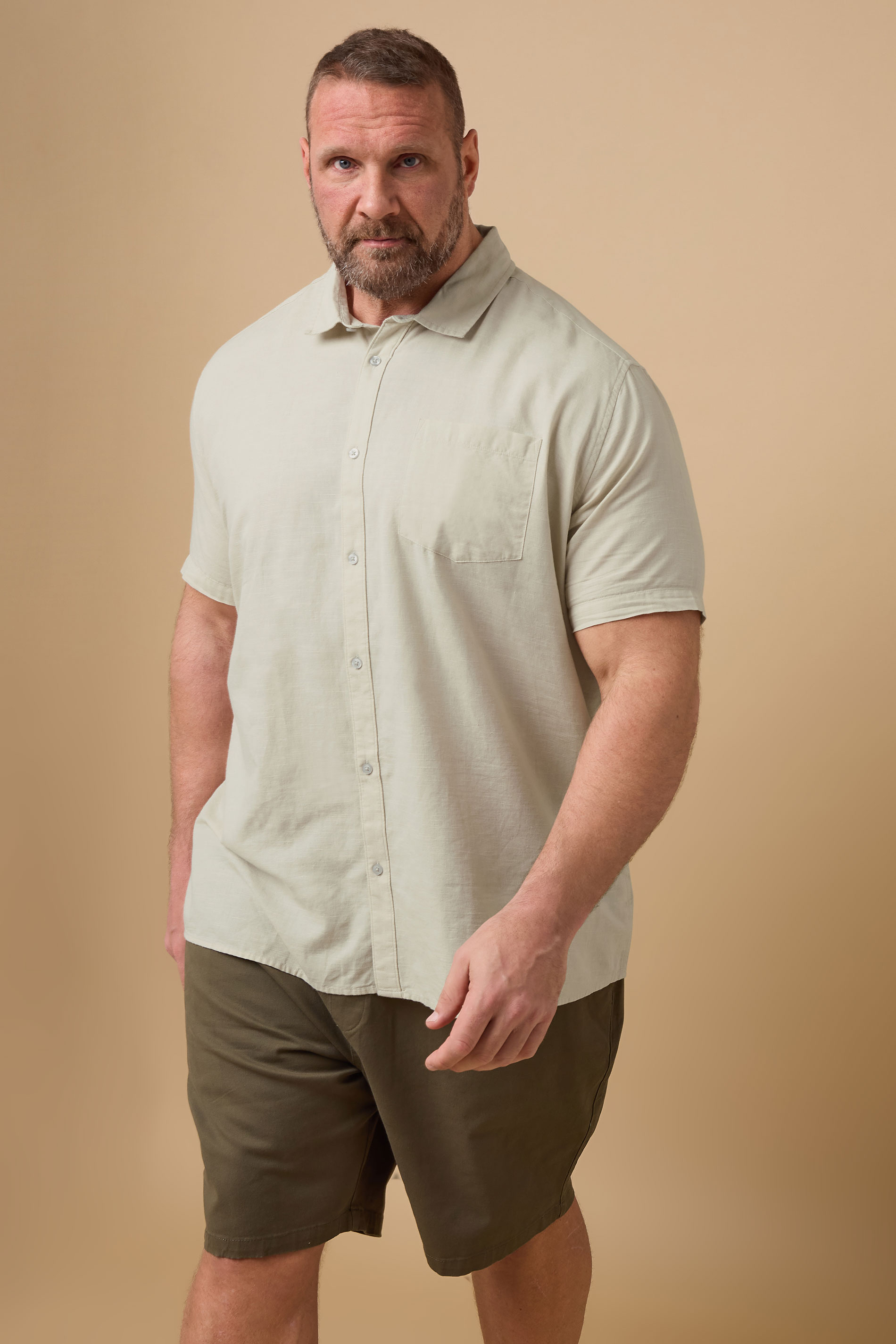 BadRhino Big & Tall Stone Brown Linen Shirt | BadRhino 2