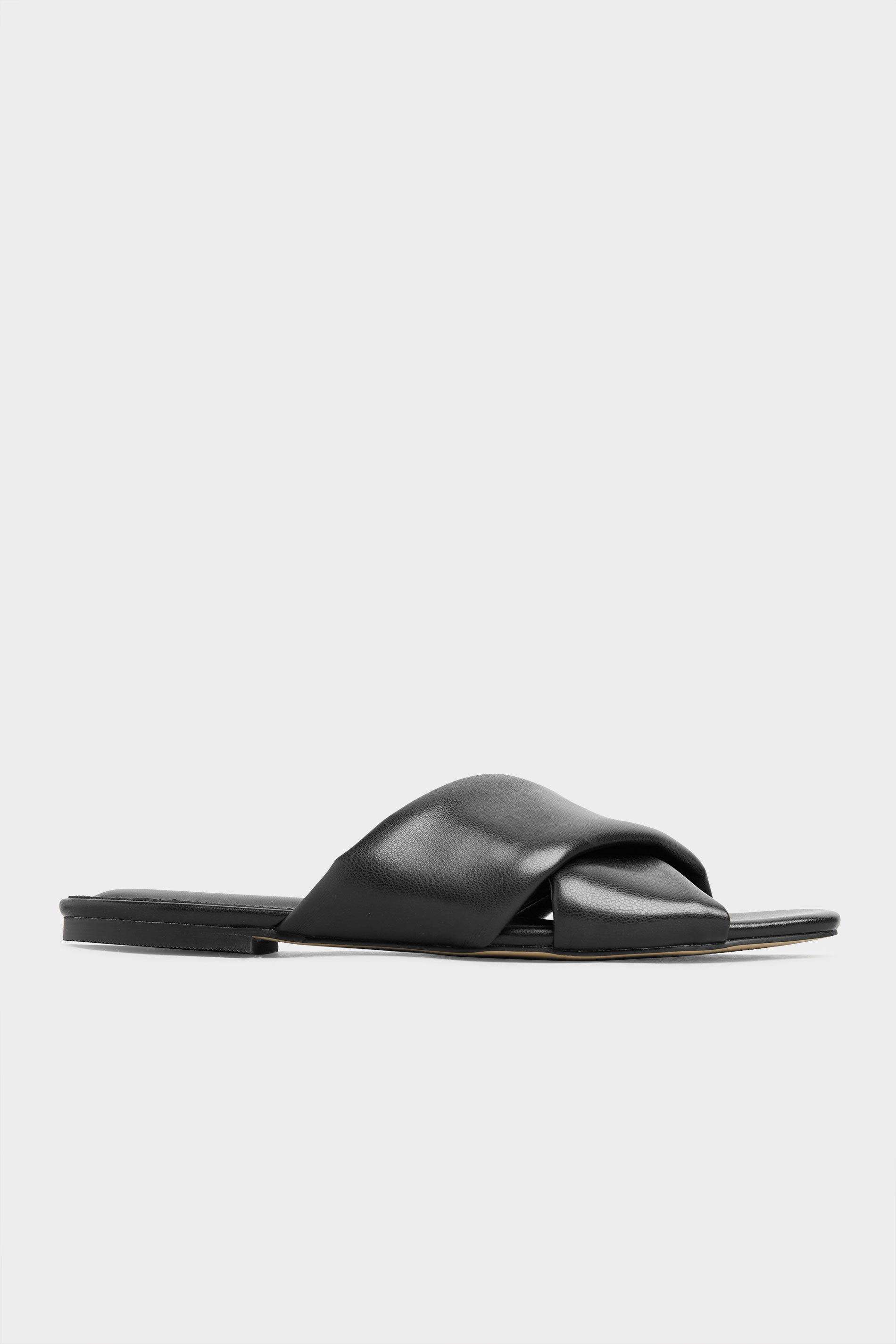 LTS Black Cross Strap Square Mules In Standard Fit | Long Tall Sally 3