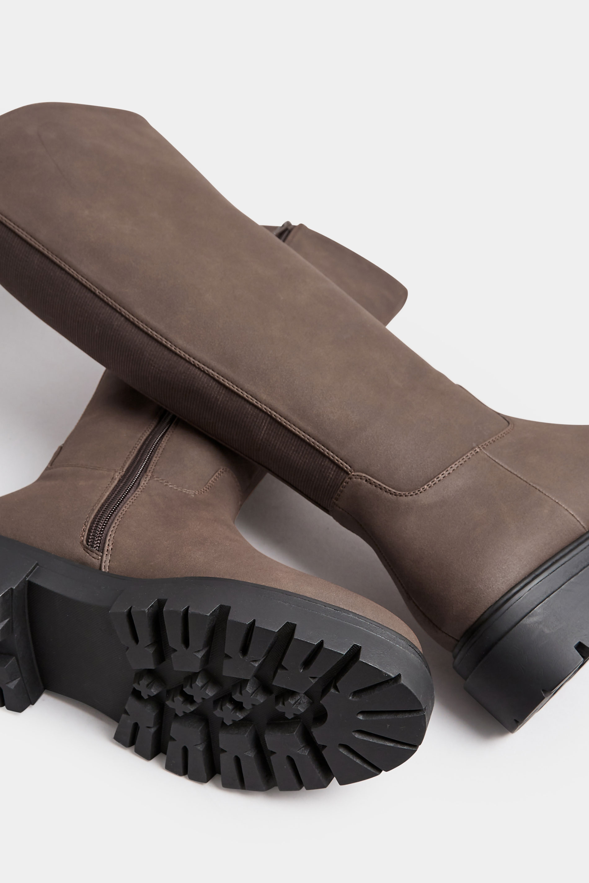 Brown Chunky Calf Boots In Wide E Fit & Wide EEE Fit | Yours Clothing 5
