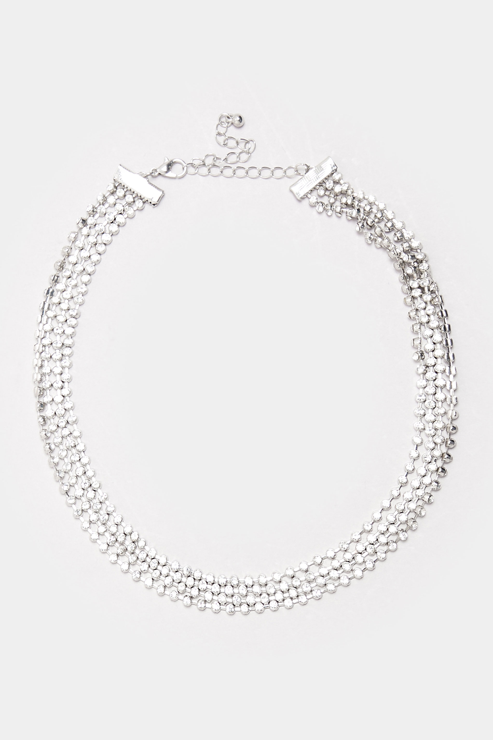 Silver Tone Diamante Choker Necklace | Yours Clothing 2